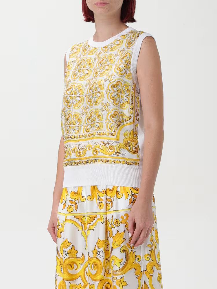 Dolce & Gabbana o1s22i1n1024 Silk Sleeveless Top in White Size M / US 6-8 / IT 42-44 - 4 Thumbnail
