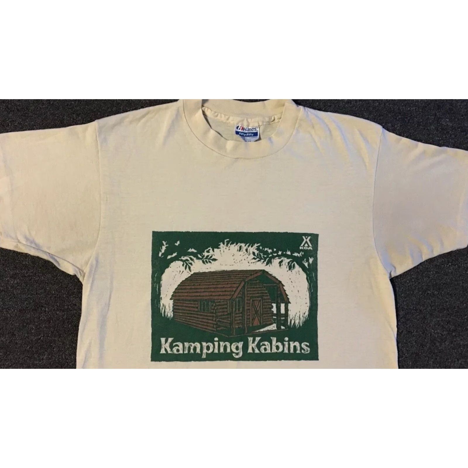 Vintage VINTAGE KOA Kamping Kabins Shirt M USA Beige 80s 90s Grunge Camping Hiking Sun Palm Trees Beach Basic Tee Mens Size US M / EU 48-50 / 2 - 5 Thumbnail