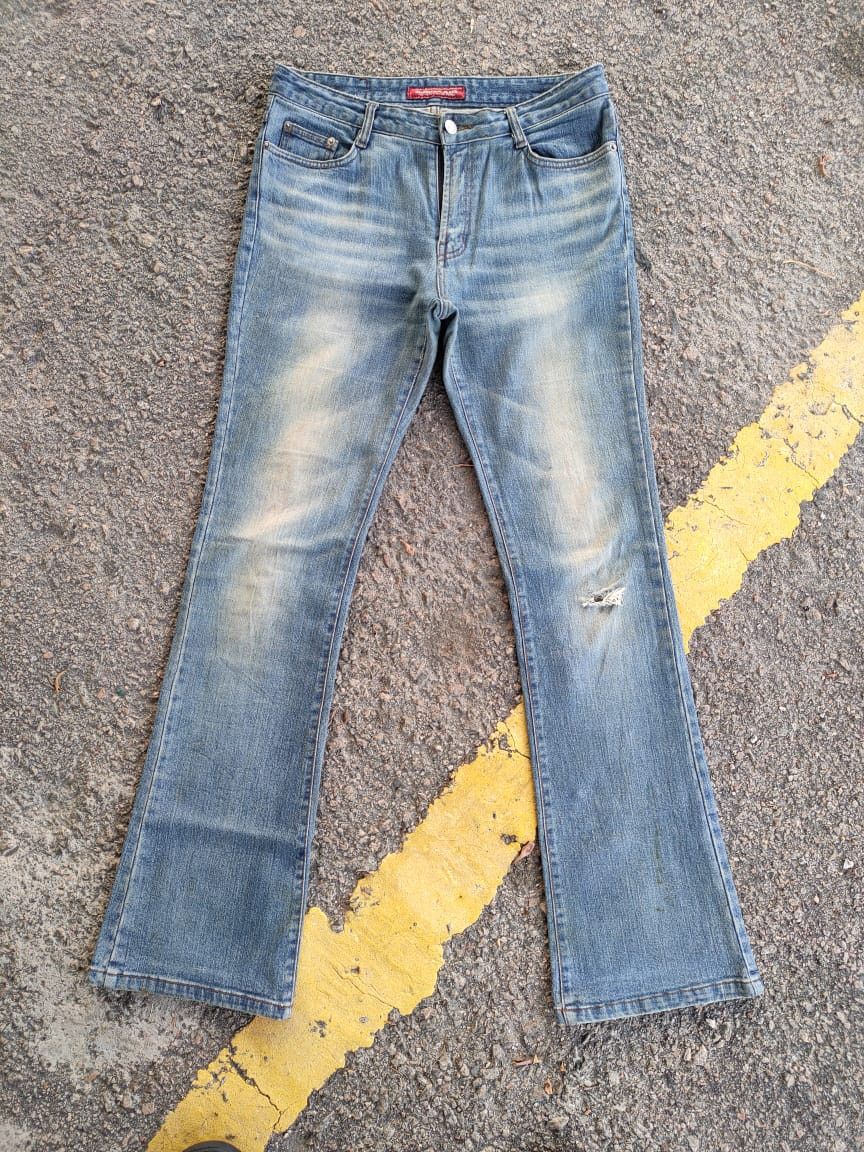 Japanese Brand × Jean × Vintage VINTAGE INTERFLOW FLARE FADED RIPPED JEANS DENIM PANTS Size US 31 - 1 Thumbnail