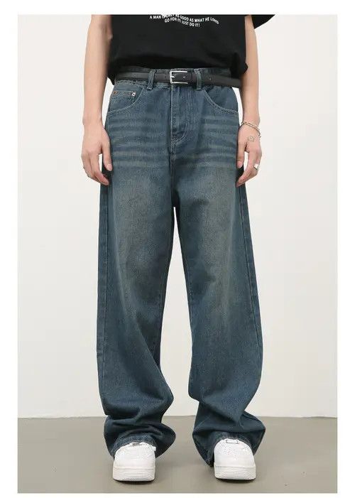 Anime × Japanese Brand × Jean Pants Vintage washed men's loose straight wide-leg jeans Size US 32 / EU 48 - 2 Thumbnail