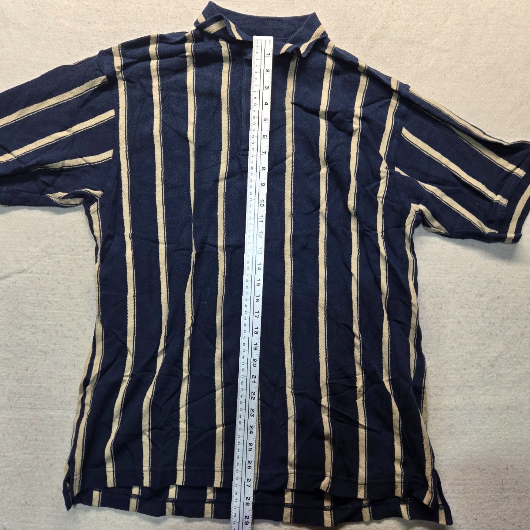 Vintage Ivy Crew Polo Shirt Blue Striped 100% Cotton Adult Men's M Size Short Sleeve Collared Logo Embroidered Size US M / EU 48-50 / 2 - 6 Thumbnail