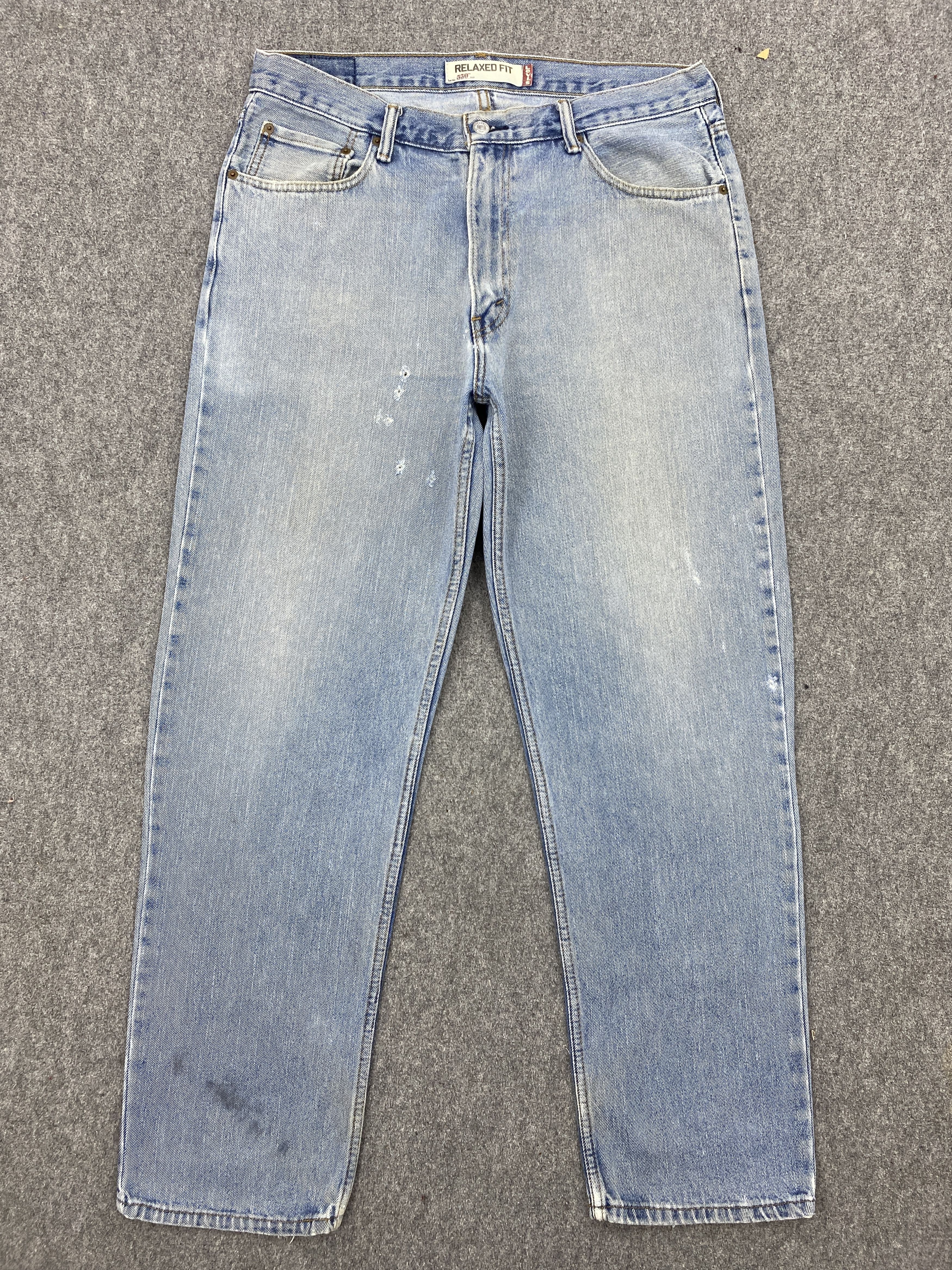 image of Light Washed Vintage Levis 550 Jeans in Blue Denim, Men's (Size 35)