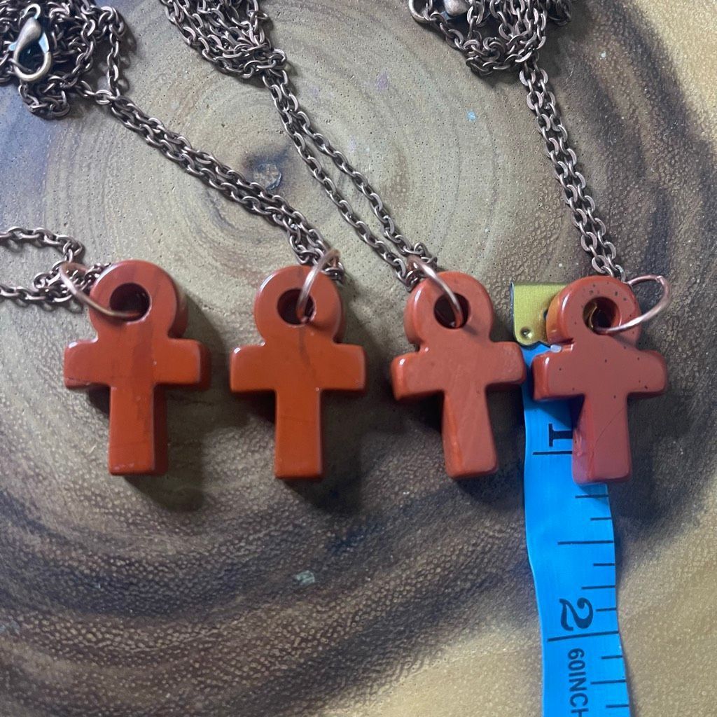 Other Red jasper ankh carving key of life necklace pendant eternal life Egyptian pink black Size ONE SIZE - 7 Thumbnail