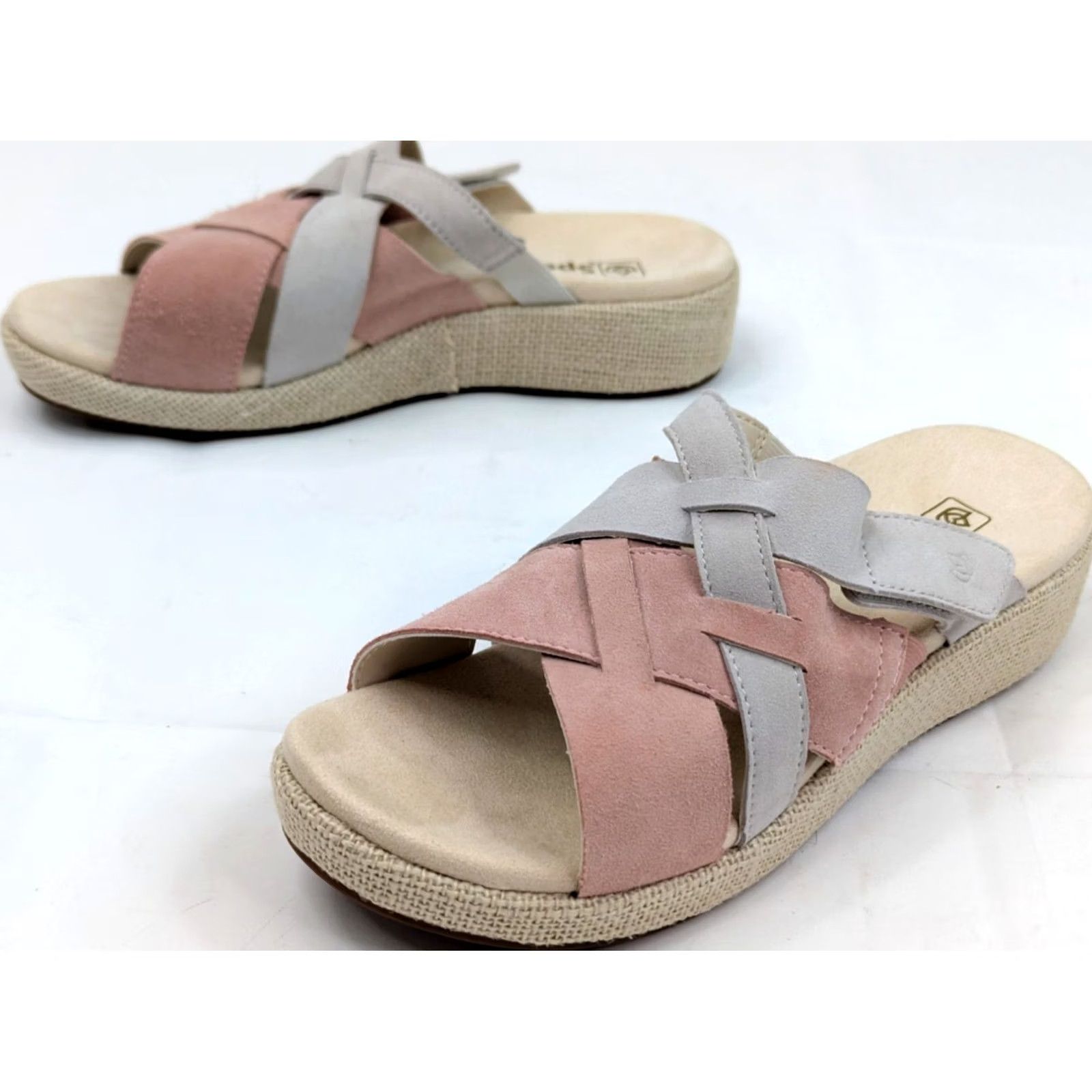 Vintage Spenco Suede Leather Strappy Wedge Orthotic Sandal Women 10 Pink Cream Gray NEW Size US 10 / IT 40 - 6 Thumbnail