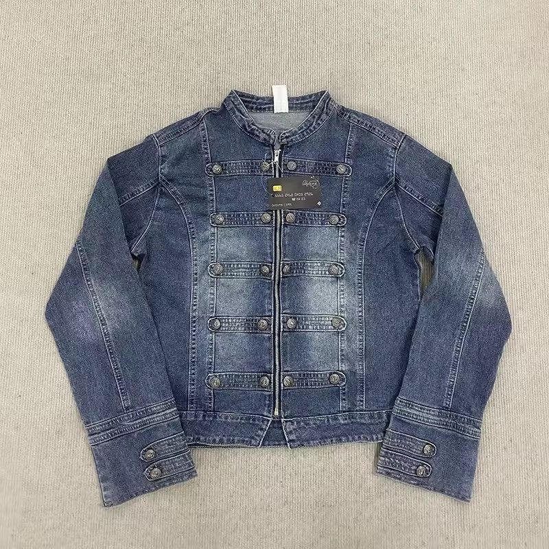Japanese Brand Distressed Military Cadet Denim Jacket Size US M / EU 48-50 / 2 - 4 Thumbnail