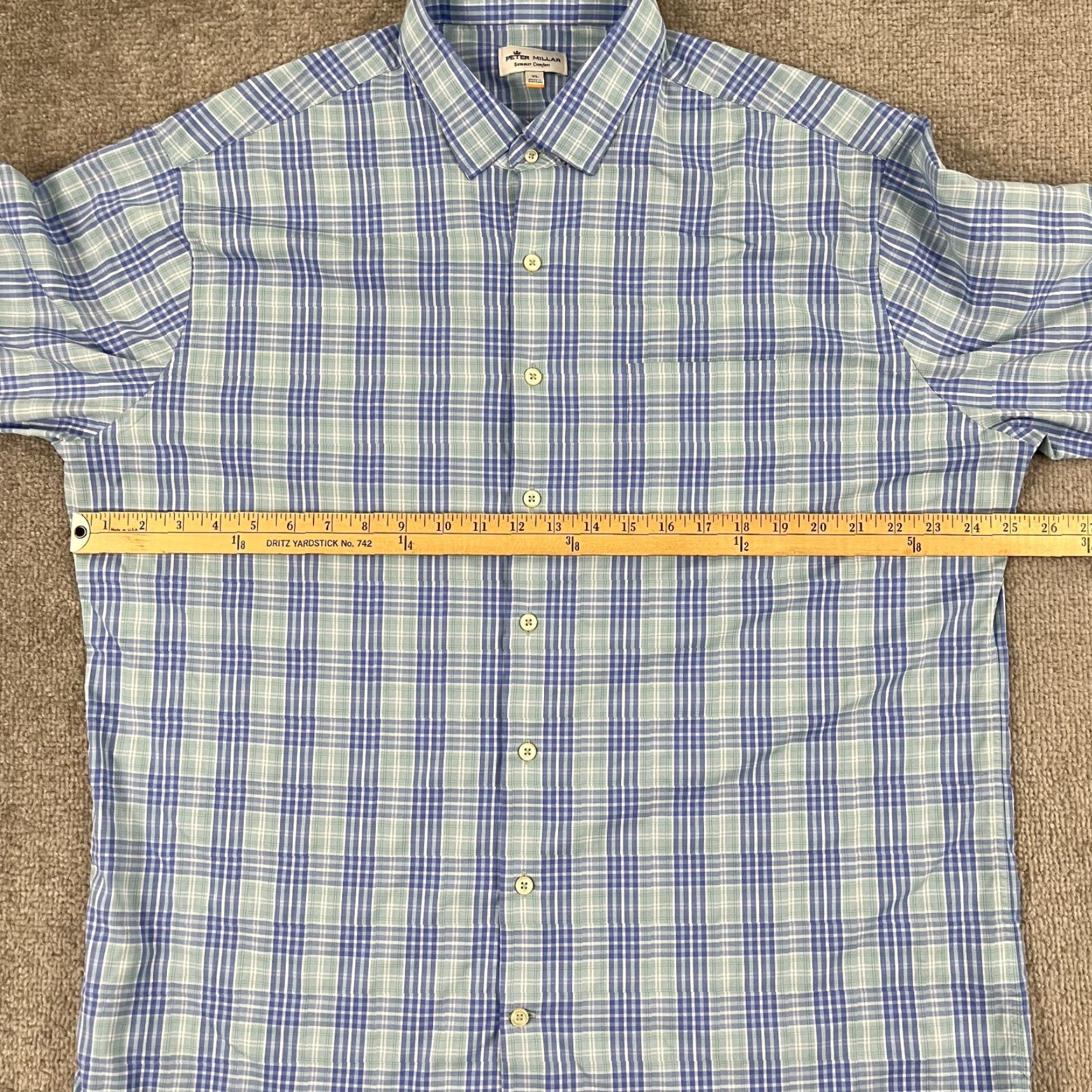Peter Millar VINTAGE Peter Millar Men's XL Dress Shirt Long Sleeve Plaid Blue Green Performance Casual Formal Workwear Size US XL / EU 56 / 4 - 4 Thumbnail