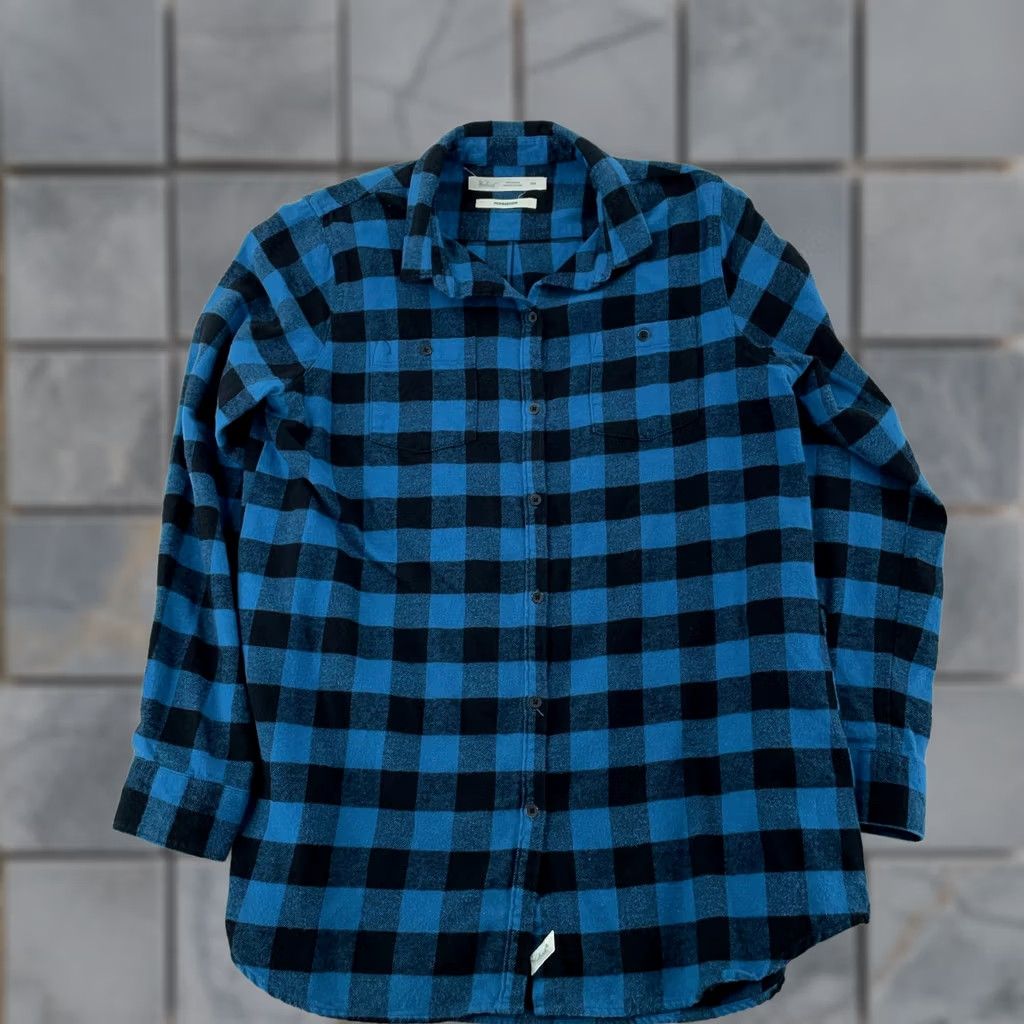 Vintage Woolrich Flannel Shirt Mens Medium Blue Black Buffalo Plaid Collared Button Up Size US M / EU 48-50 / 2 - 1 Thumbnail