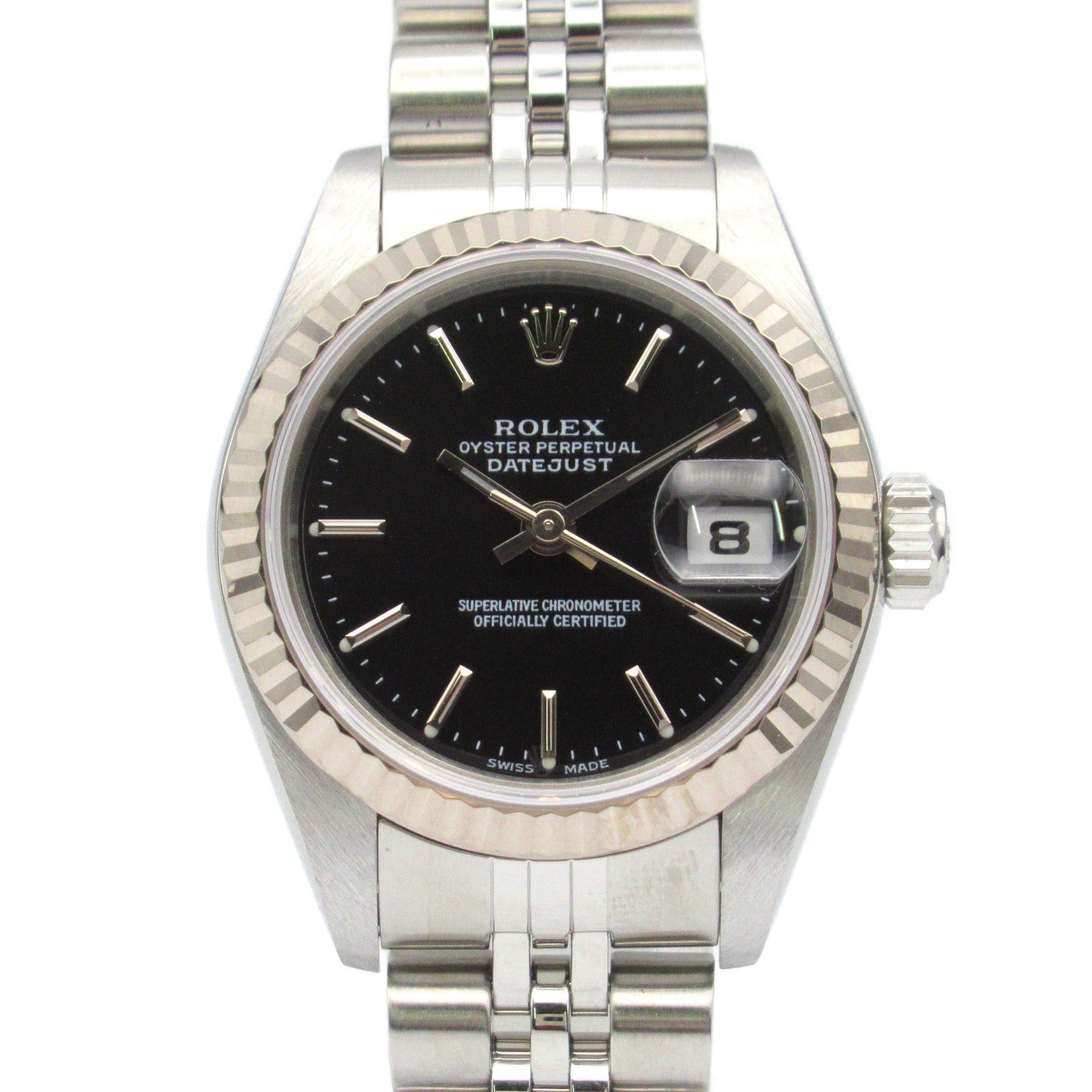 Rolex Datejust F Women Watch Automatic Winding K18Wg (White Gold) Stainless Steel Black Ba