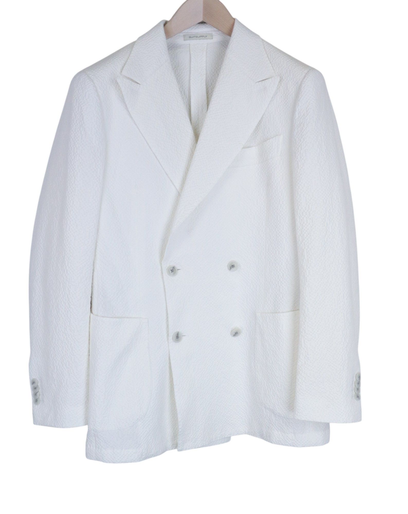 Suitsupply HAVANA UK38R White Crinkled 2 Piece Suit 67230 Size 38R - 2 Thumbnail
