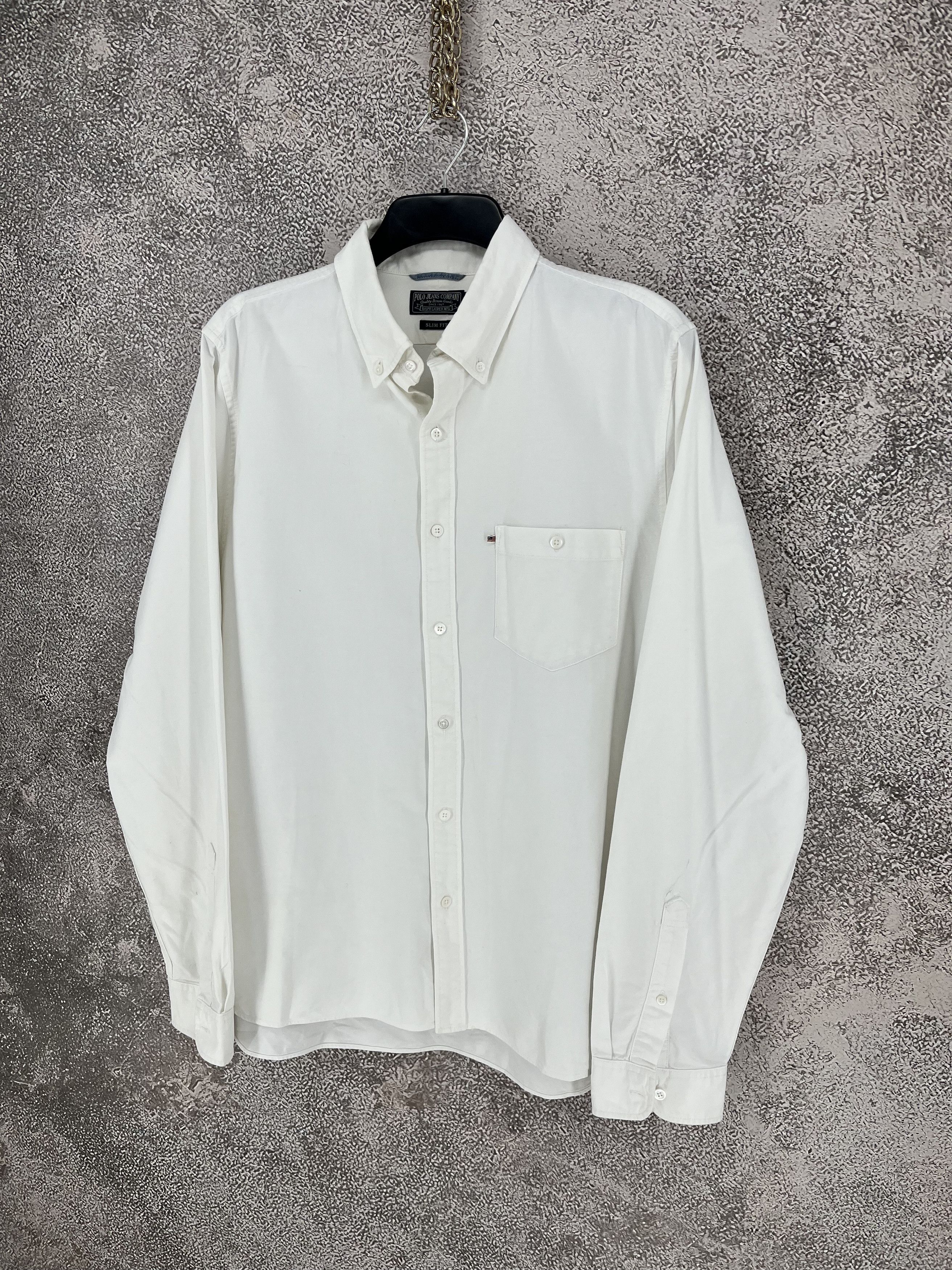 Polo Ralph Lauren Men's Jeans Company Shirt Formal Cotton Casual White Size-XL Size US XL / EU 56 / 4 - 3 Thumbnail