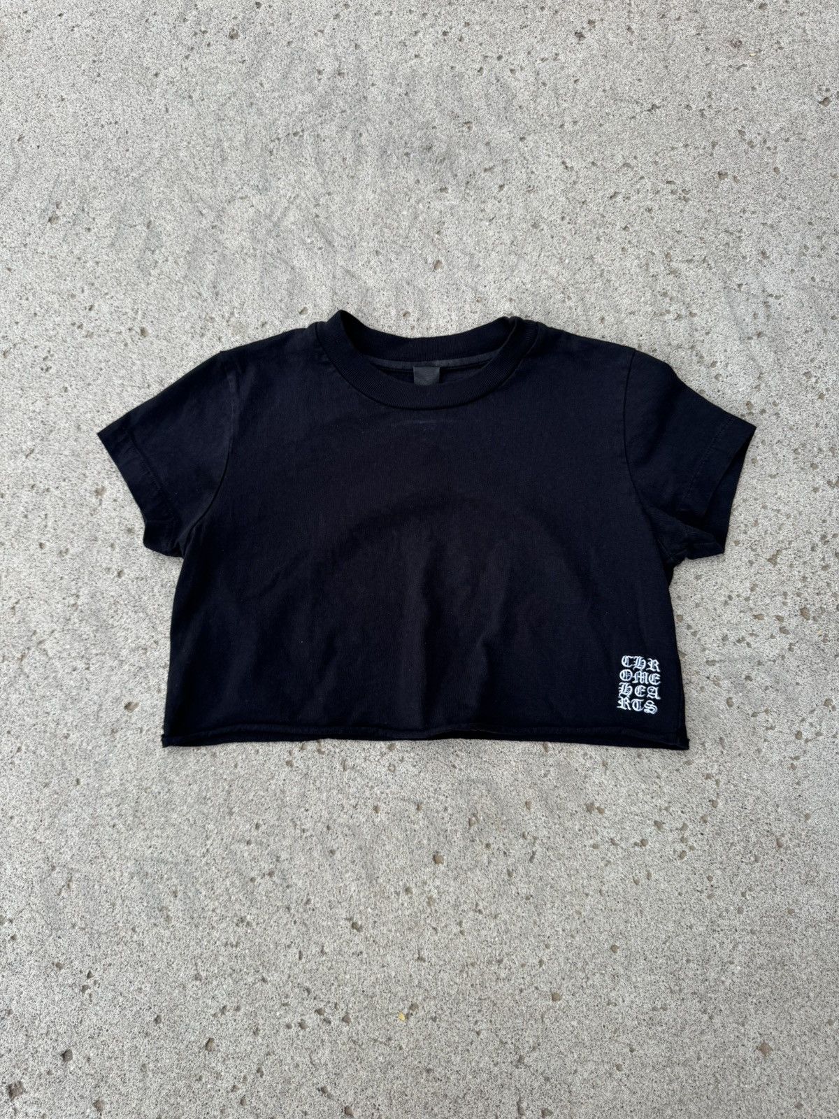 Chrome Heartsダガージップcroptop tee ブラックビンテージ Chrome Hearts Women's Script Logo Cropped Short Sleeve Tee