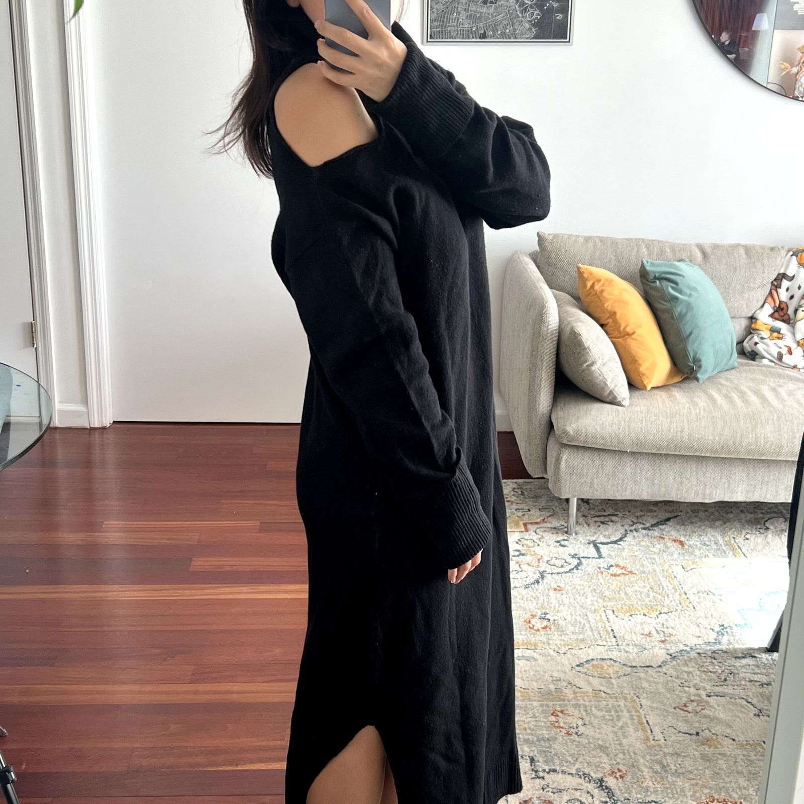 Paige Paige Raundi Sweater Dress Midi Turtleneck Cold Shoulder L Size L / US 10 / IT 46 - 3 Thumbnail