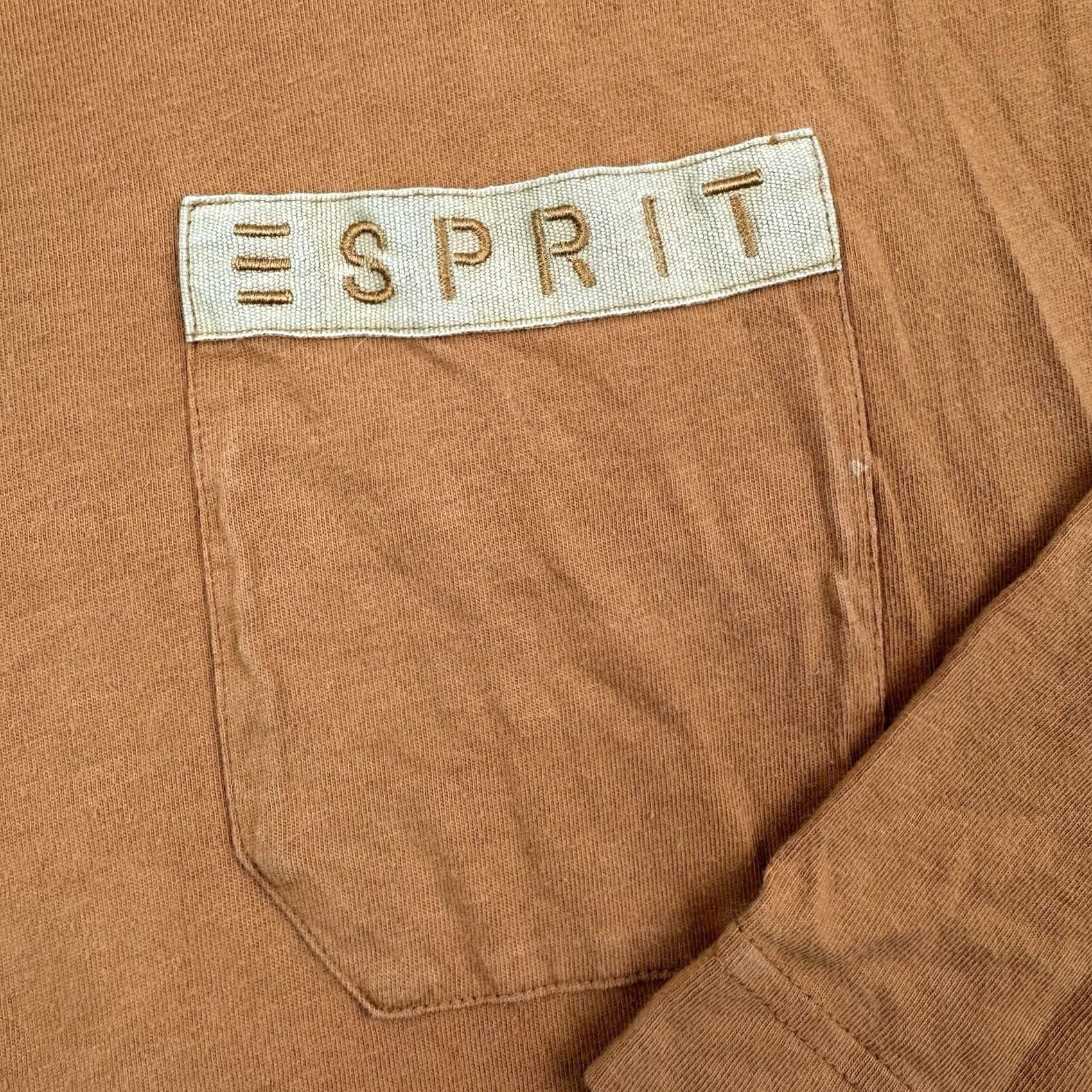 Esprit VINTAGE Esprit Long Sleeve Shirt Adult Medium Pocket Logo Hipster 80s 90s Shirt Mens Orange Cotton Crew Neck 90s Hipster Logo Pocket Size US M / EU 48-50 / 2 - 4 Thumbnail