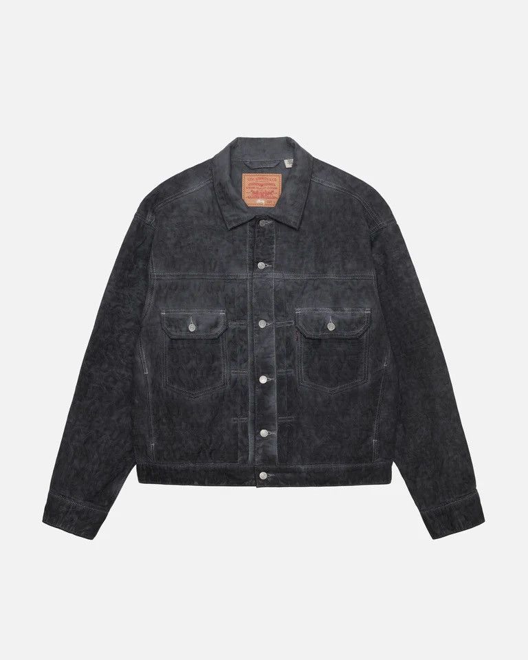 Stussy Stüssy x Levi’s Black Jacquard Denim Trucker Jacket | Grailed