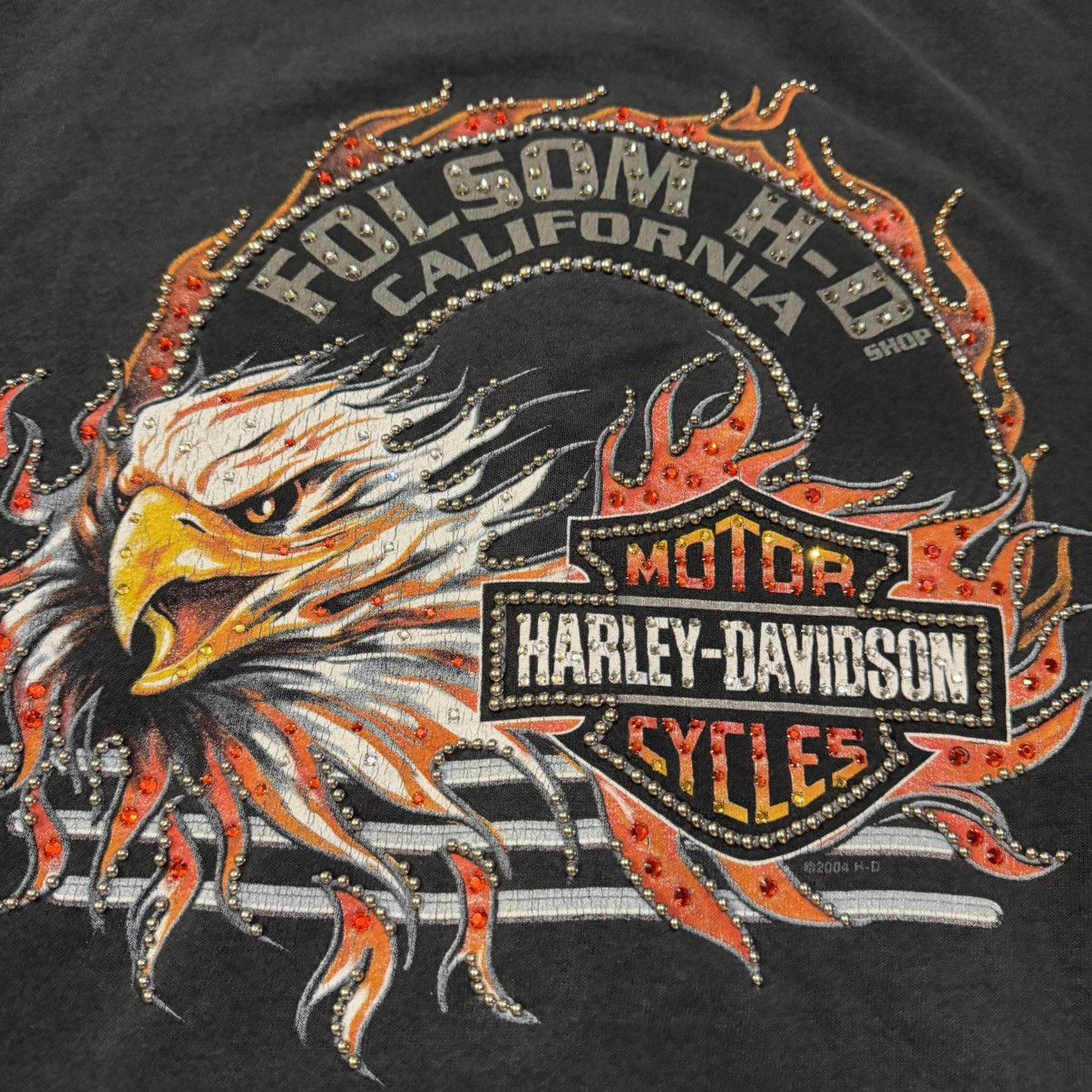 Harley Davidson Vtg Harley Davidson Rhinestone Flame Hoodie Rare Custom M Size US M / EU 48-50 / 2 - 9 Thumbnail