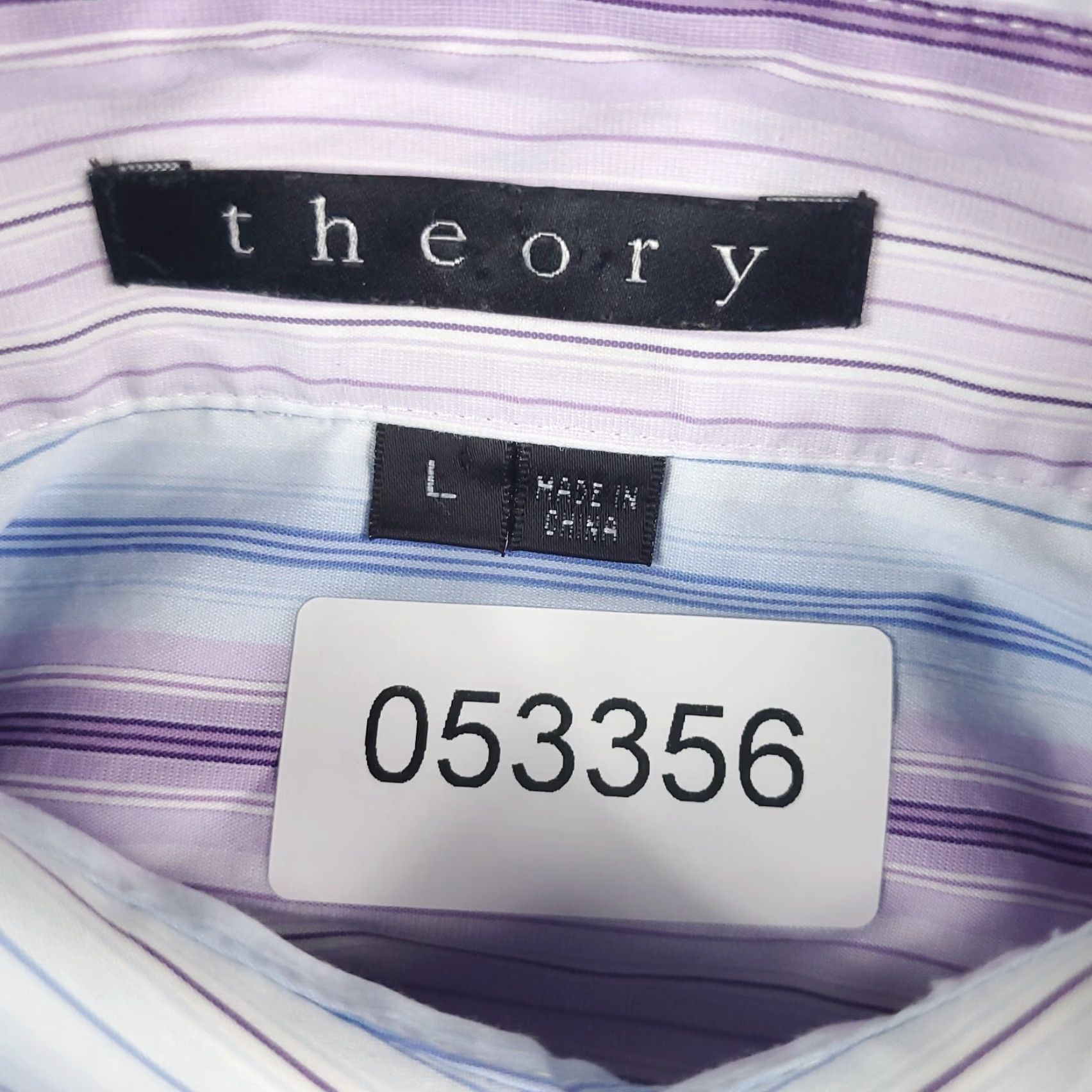 Theory Theory Shirt Mens Size Large Purple Blue Striped Button Up Long Sleeve Size US L / EU 52-54 / 3 - 6 Thumbnail