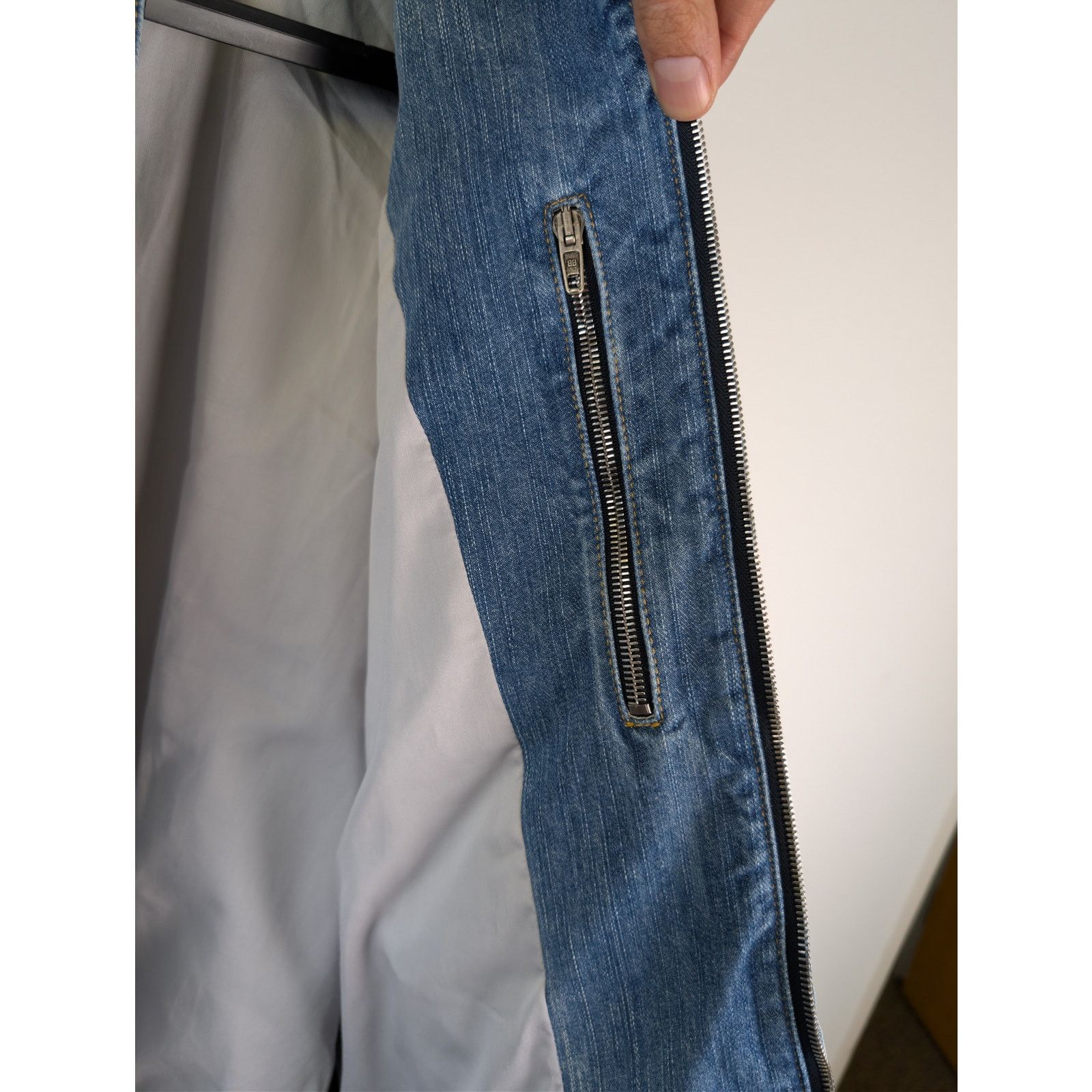Balenciaga o1rshd1 Italian Indigo Ring Denim Racer Jacket Bleached Ring Size US XL / EU 56 / 4 - 9 Thumbnail