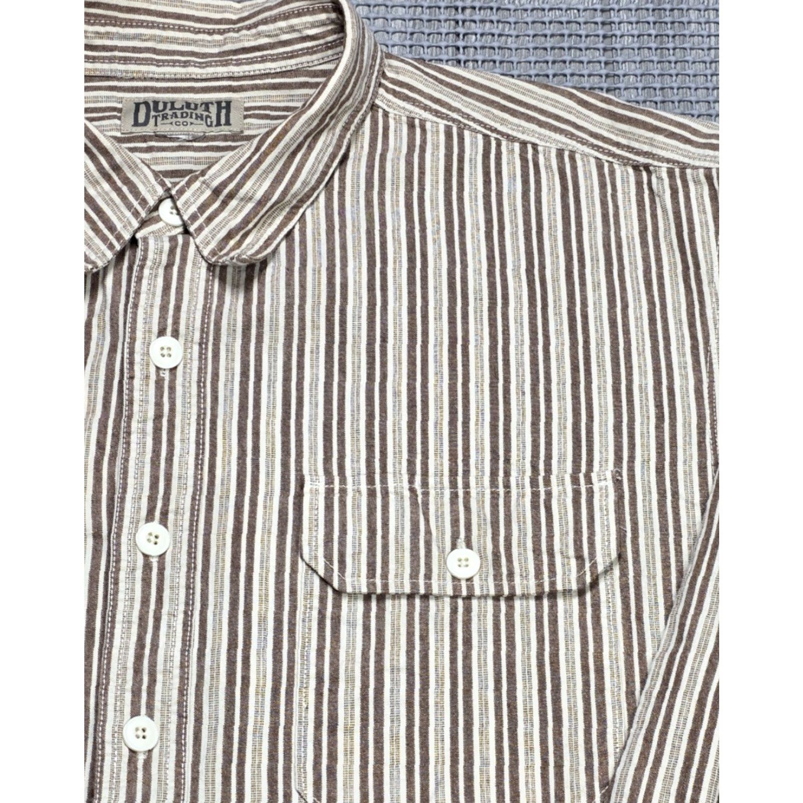 Duluth Trading Company Duluth Trading Co Men's Shirt Striped Brown Button Up Work Shirt Cotton Size XXL Size US XXL / EU 58 / 5 - 5 Thumbnail