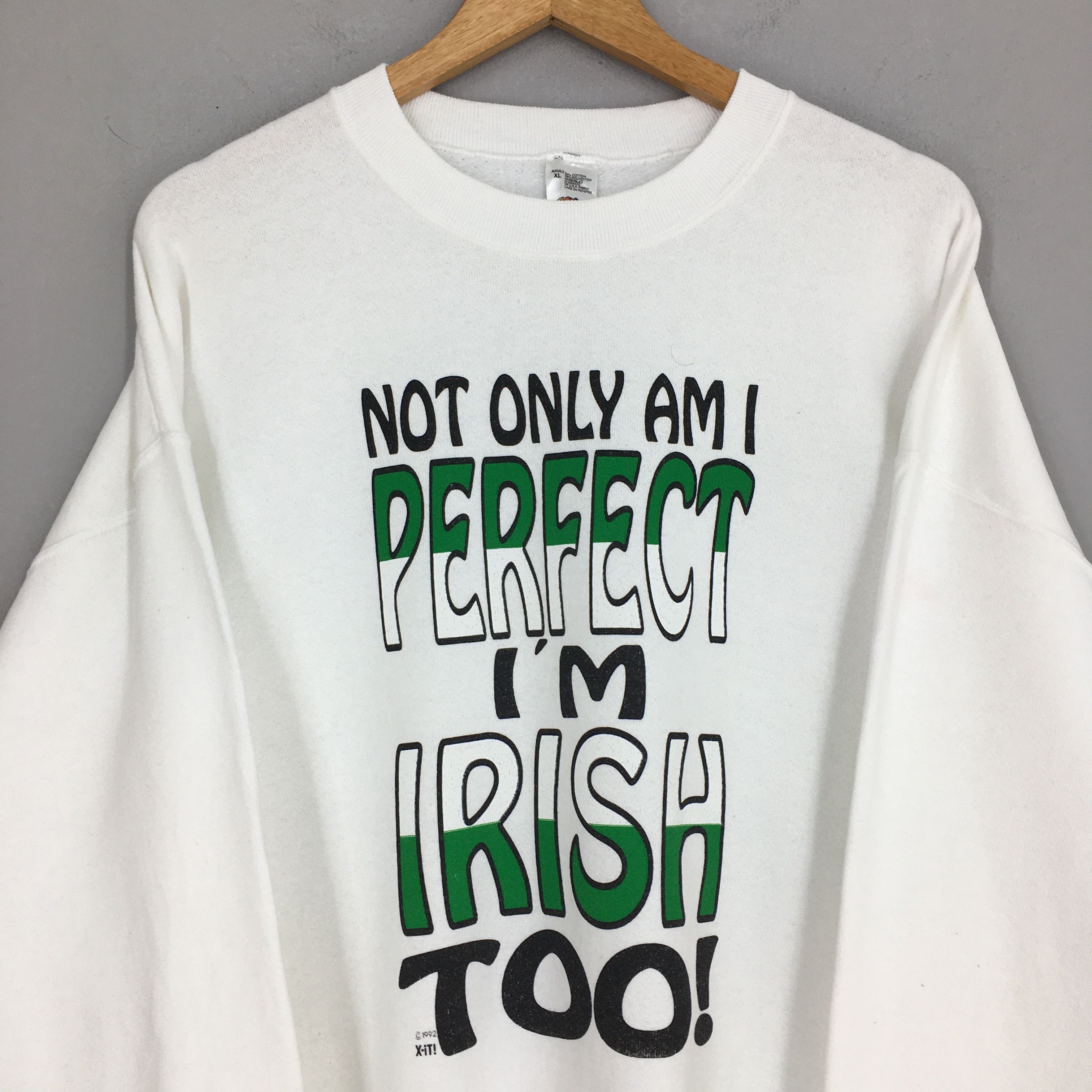 Vintage Vintage 90's Irish Quotes White Sweatshirt XLarge Size US XL / EU 56 / 4 - 2 Thumbnail