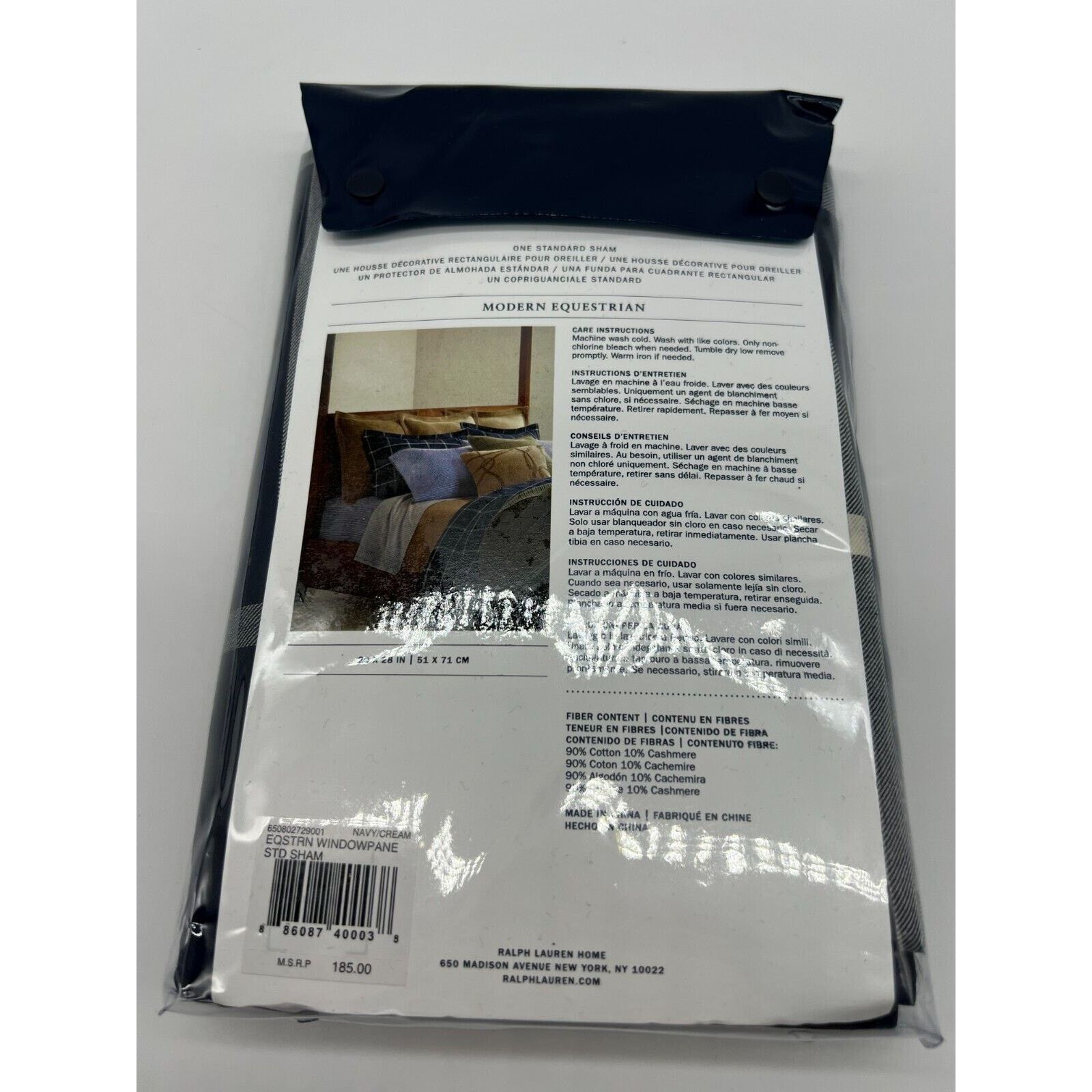 Ralph Lauren Ralph Lauren Home Equestrian Windowpane Sham Navy Standard Size ONE SIZE - 8 Thumbnail
