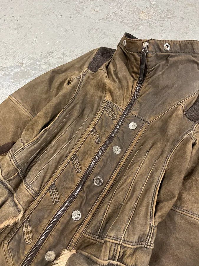 Marithe + Francois Girbaud 2000s Marithé + François Girbaud Fur Brown Leather Jacket Size US XS / EU 42 / 0 - 5 Thumbnail