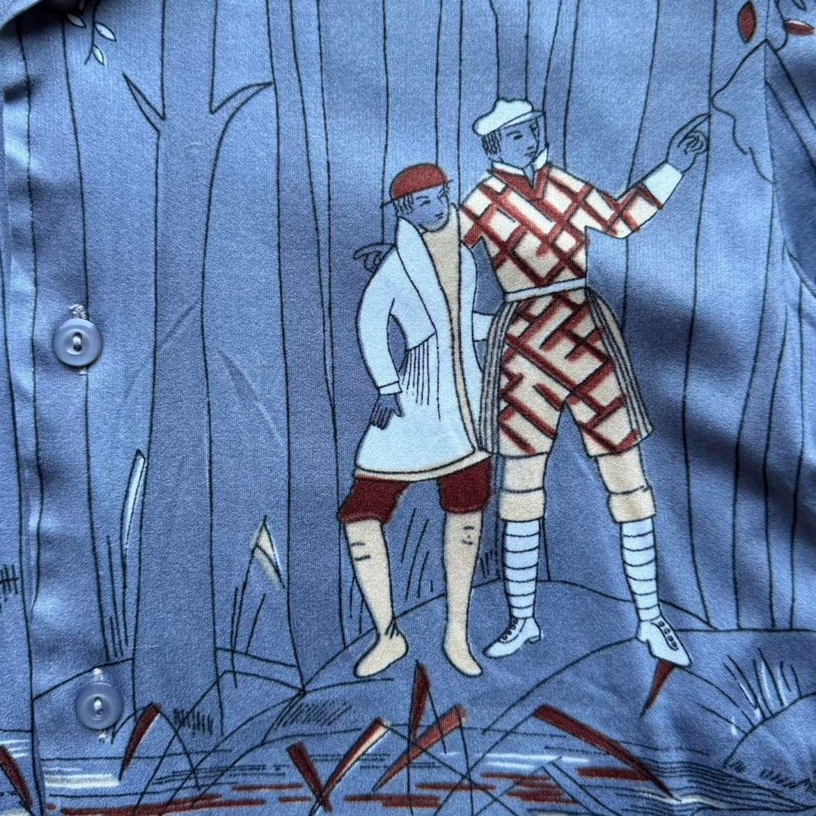 Saxony 70s Novelty Outdoor Graphic Dagger Button Up Shirt by Saxony Size US S / EU 44-46 / 1 - 6 Thumbnail