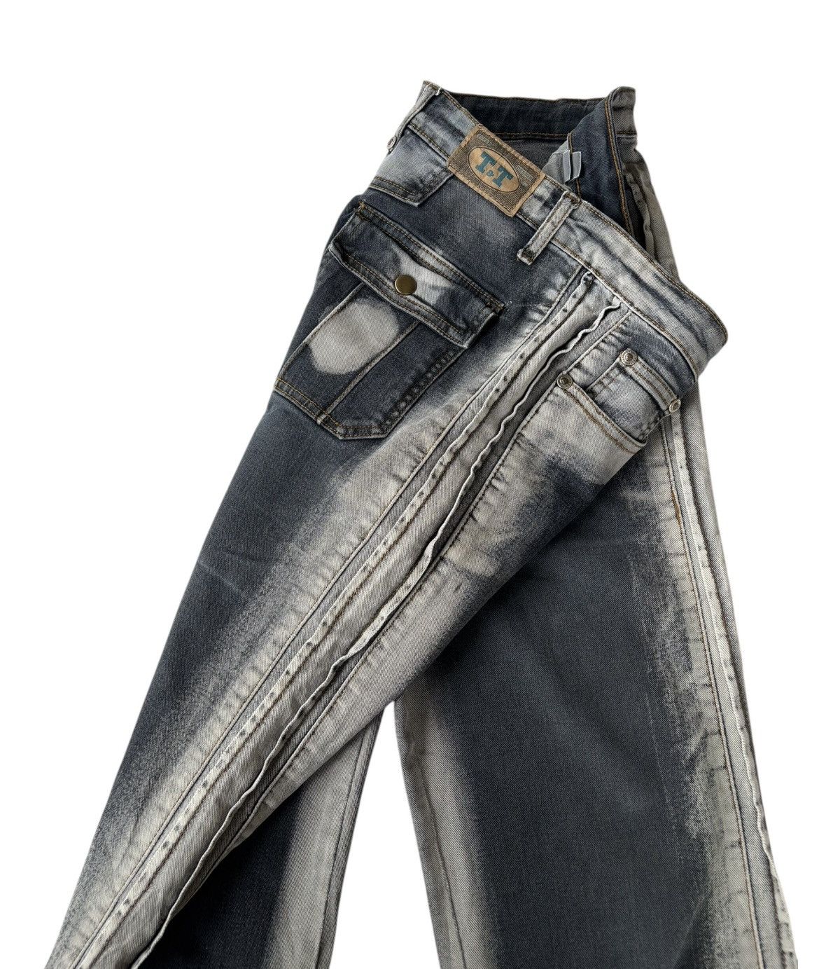 Tornado Mart 💥FLARE💥T&T FLARED JEANS BOOTCUT TWO TONE DENIM Size US 28 / EU 44 - 6 Thumbnail