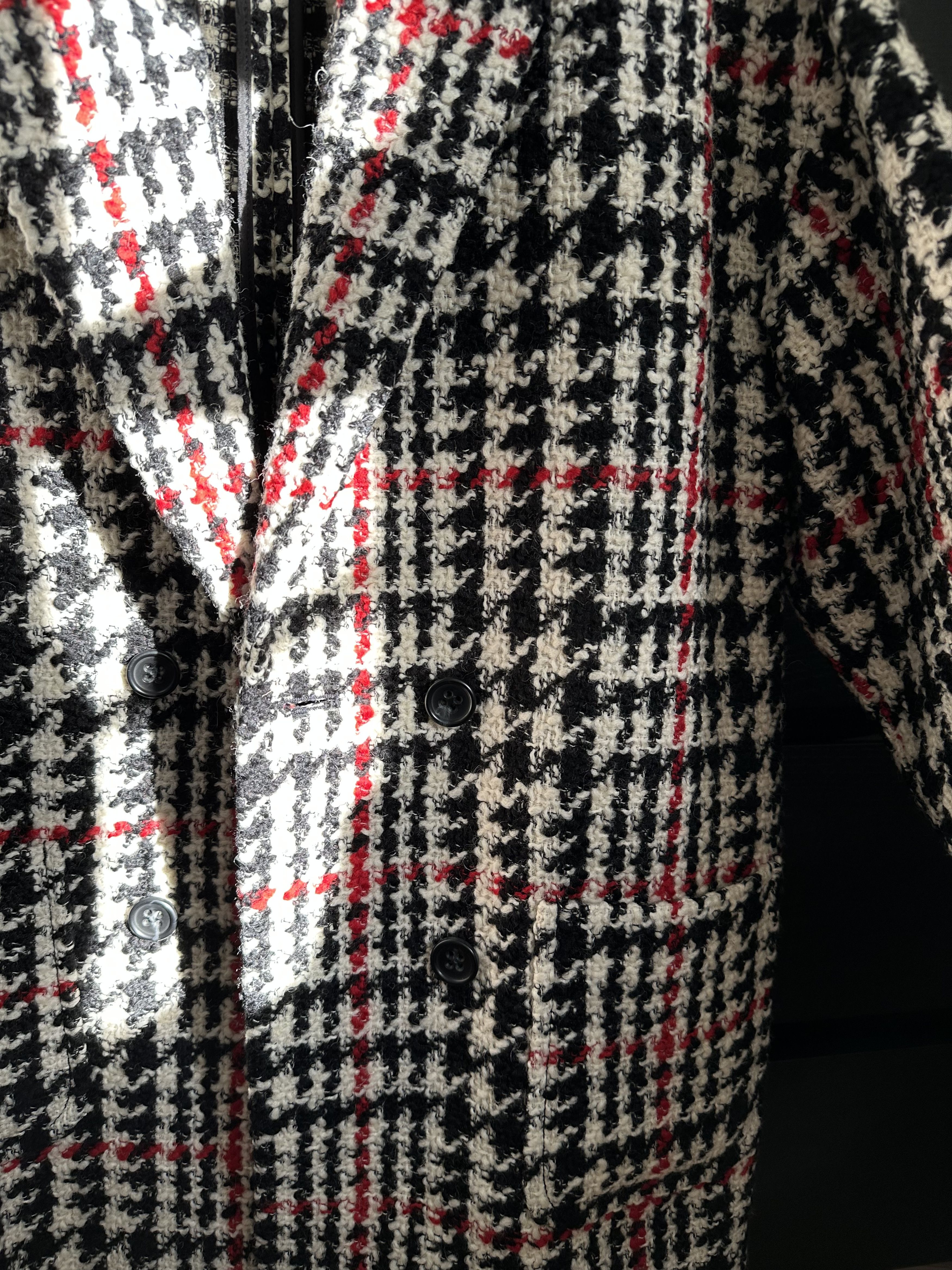 RED Valentino RED Valentino Black and Red Check Tweed Coat Size S / US 4 / IT 40 - 3 Thumbnail