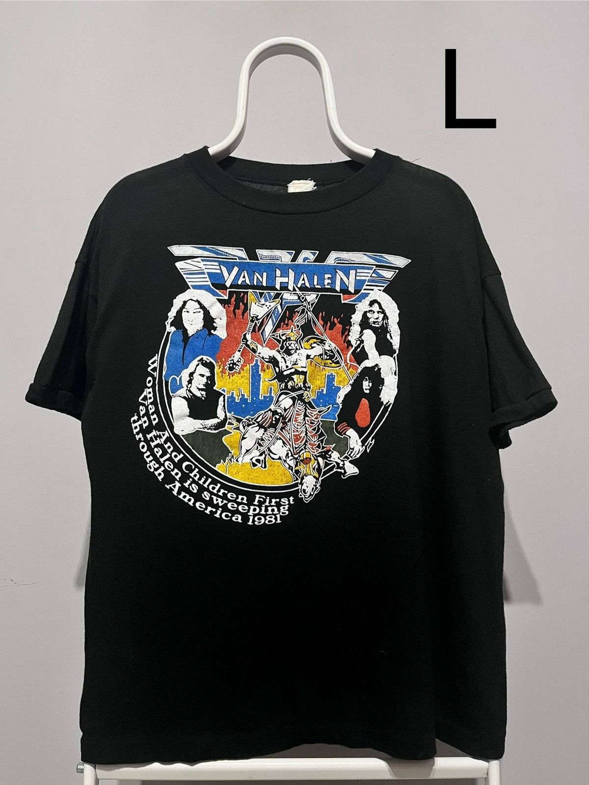 Band Tees × Vintage Vintage 80s Van Halen Tour Tee - 1981 fair wairning Size US L / EU 52-54 / 3 - 1 Thumbnail