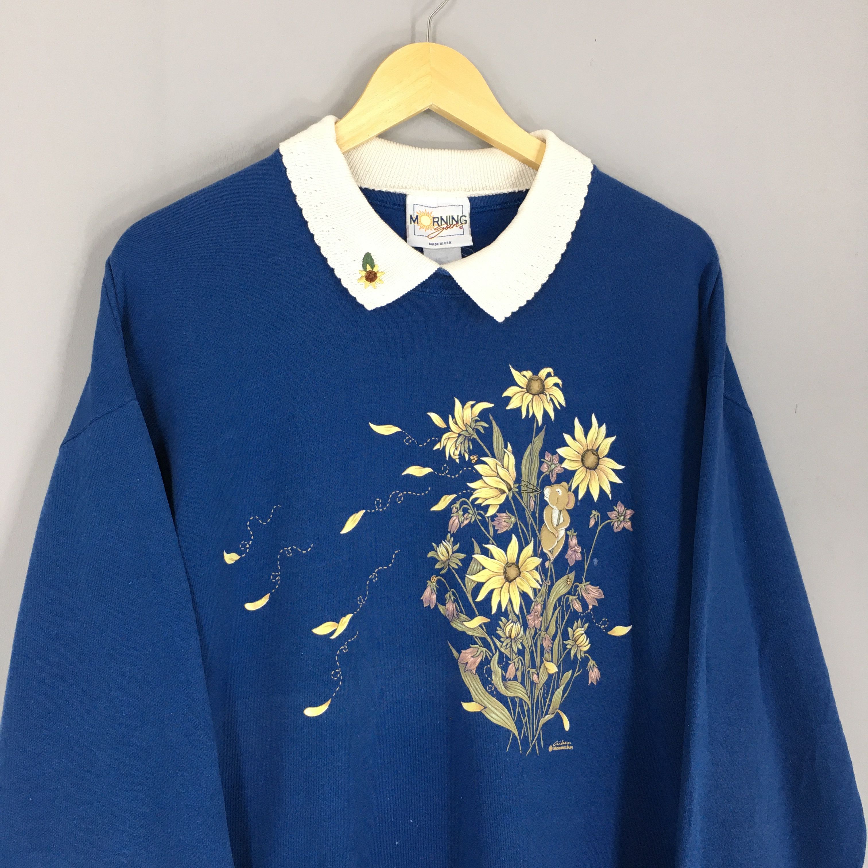 Habitat × Vintage Vintage 90s Morning Sun Sunflower Art Sweatshirt Large Size US L / EU 52-54 / 3 - 4 Thumbnail