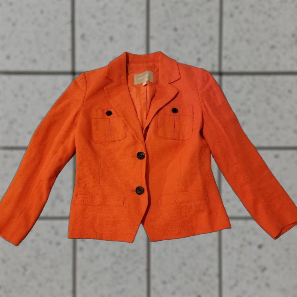 Banana Republic Womens Banana Republic Linen Jacket Blazer 0 Orange Linen Jacket Womens 0 Orange Basic Jacket Banana Republic Women Size XS / US 0-2 / IT 36-38 - 1 Thumbnail
