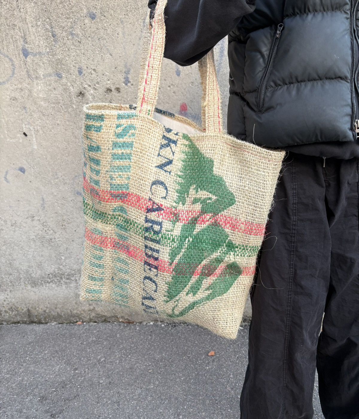 Other Recycled Coffee Sack Tote Bag Burlap Market Shopper Size ONE SIZE - 3 Thumbnail