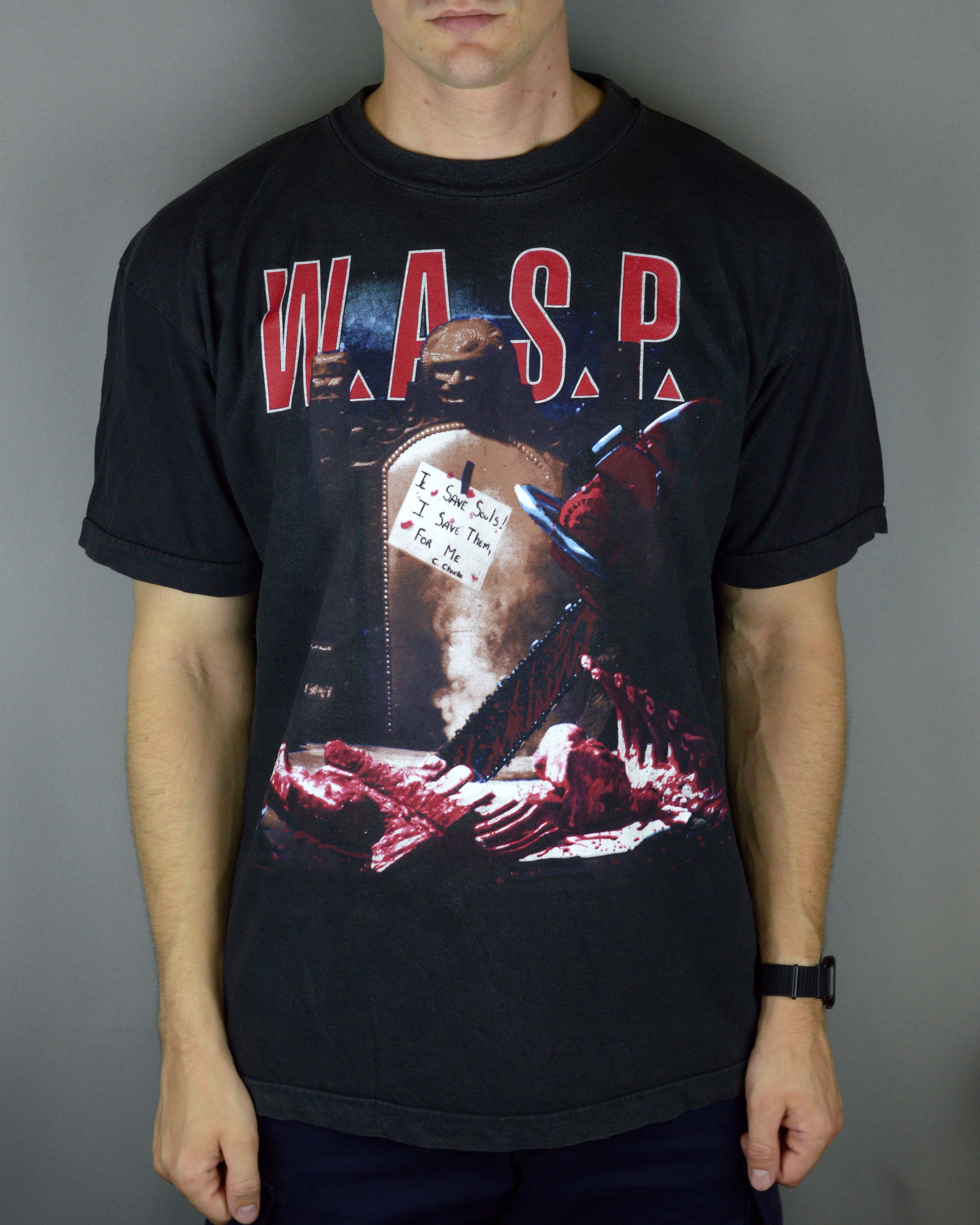 Band Tees × Vintage Vintage WASP I Met Chainsaw Charlie 90s tour t shirt Size US XL / EU 56 / 4 - 1 Thumbnail