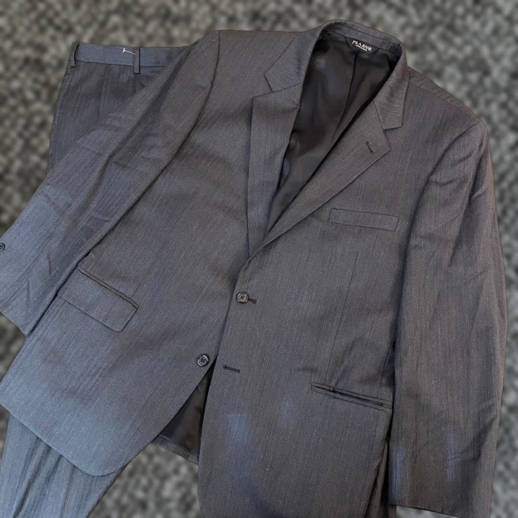 Jos. A. Bank Jos A Bank Signature Collection Wool Suit 48R Charcoal Gray Herringbone 43 Pants Size 48R - 1 Thumbnail