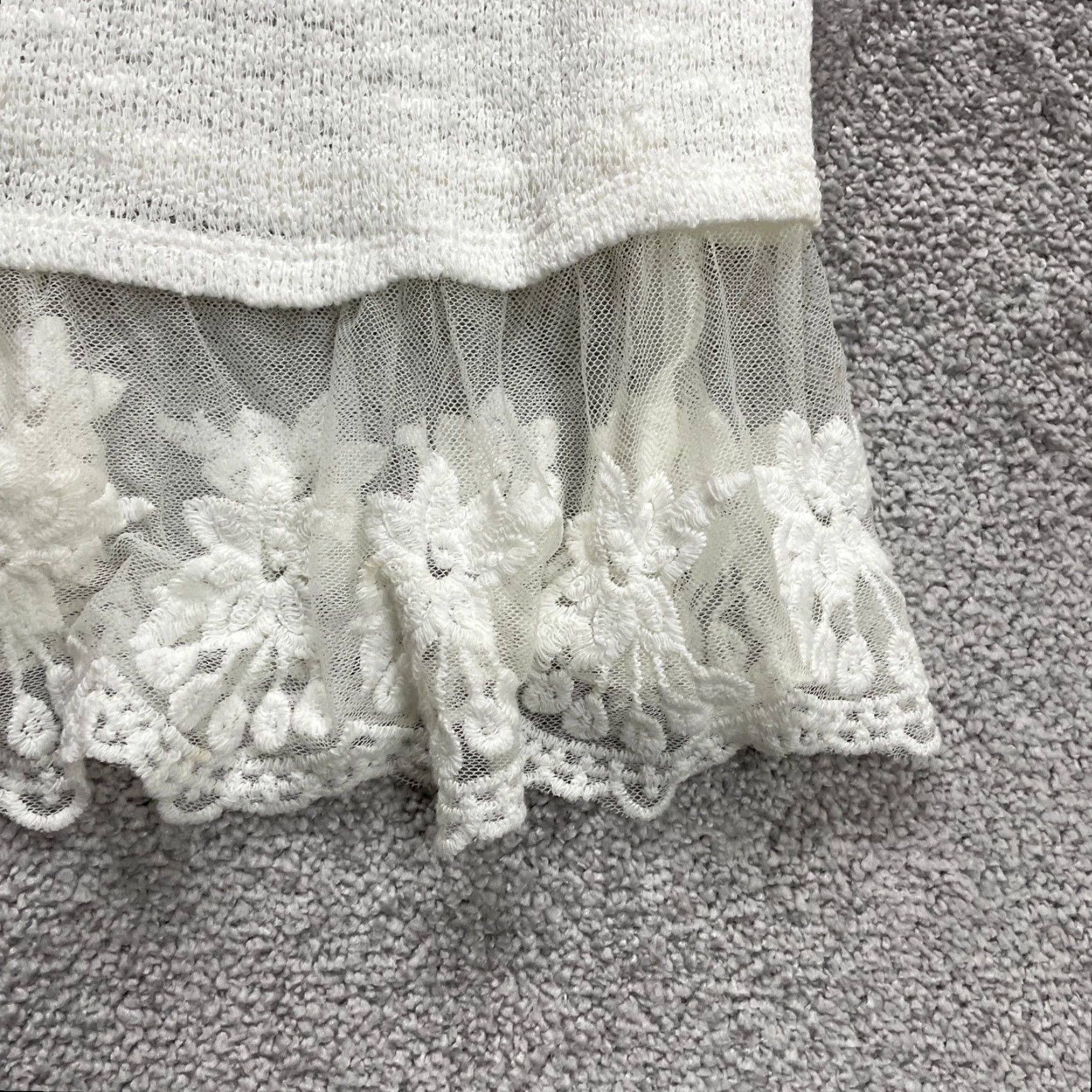 Vintage Chenault Tunic Blouse Women L White Lace Knit Long Sleeve Lightweight Shirt Size L / US 10 / IT 46 - 4 Thumbnail
