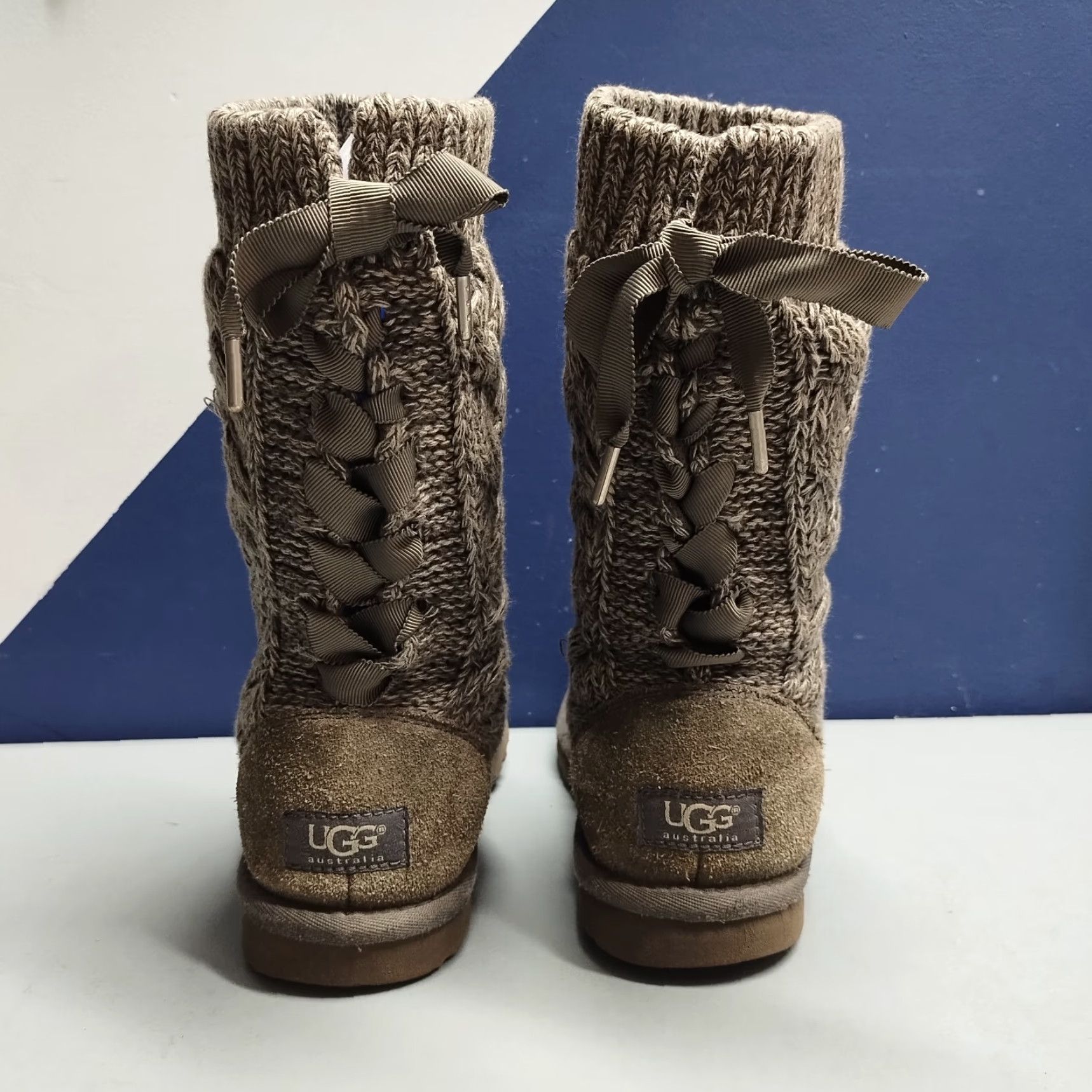 Ugg UGG Australia Isla Knit Boots Womens Size 5 Gray Slip-On Mid Calf Comfort Size US 5 / IT 35 - 3 Thumbnail