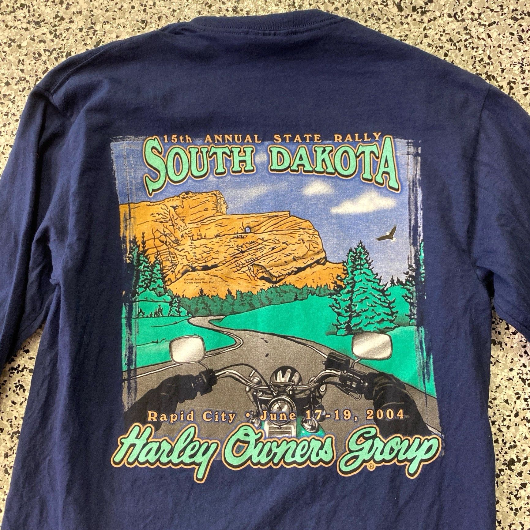 Vintage VINTAGE Sturgis T-Shirt South Dakota Rapid City Rally 15th Annual 2004 Mens Medium Blue Short Sleeve Crew Neck Cotton Double-Sided Size US M / EU 48-50 / 2 - 5 Thumbnail