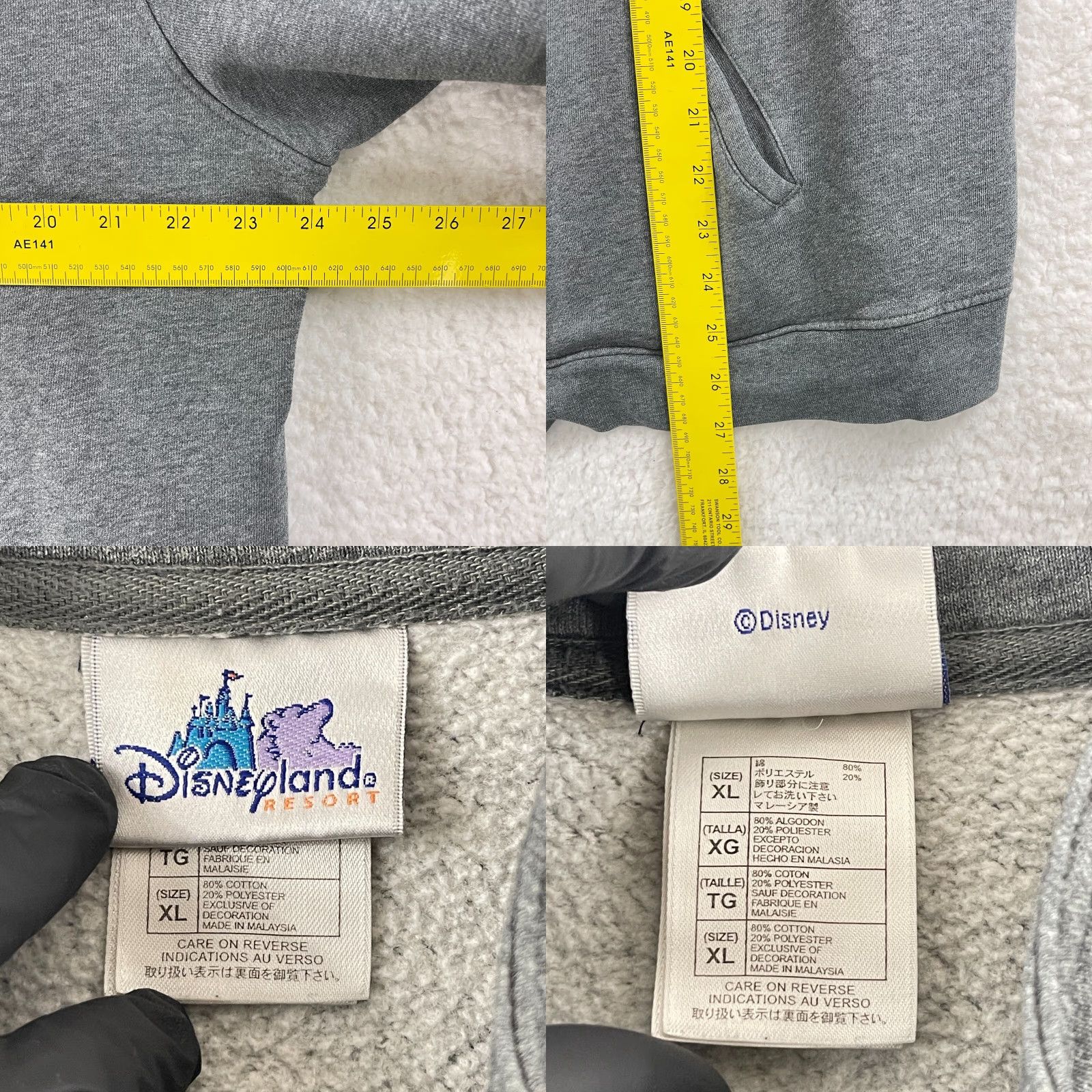 Disney Disneyland Mickey Mouse Full Zip Mens Gray Sweater XL Long Sleeve Knit Pattern Solid 90s Cartoon Classic Size US XL / EU 56 / 4 - 8 Thumbnail