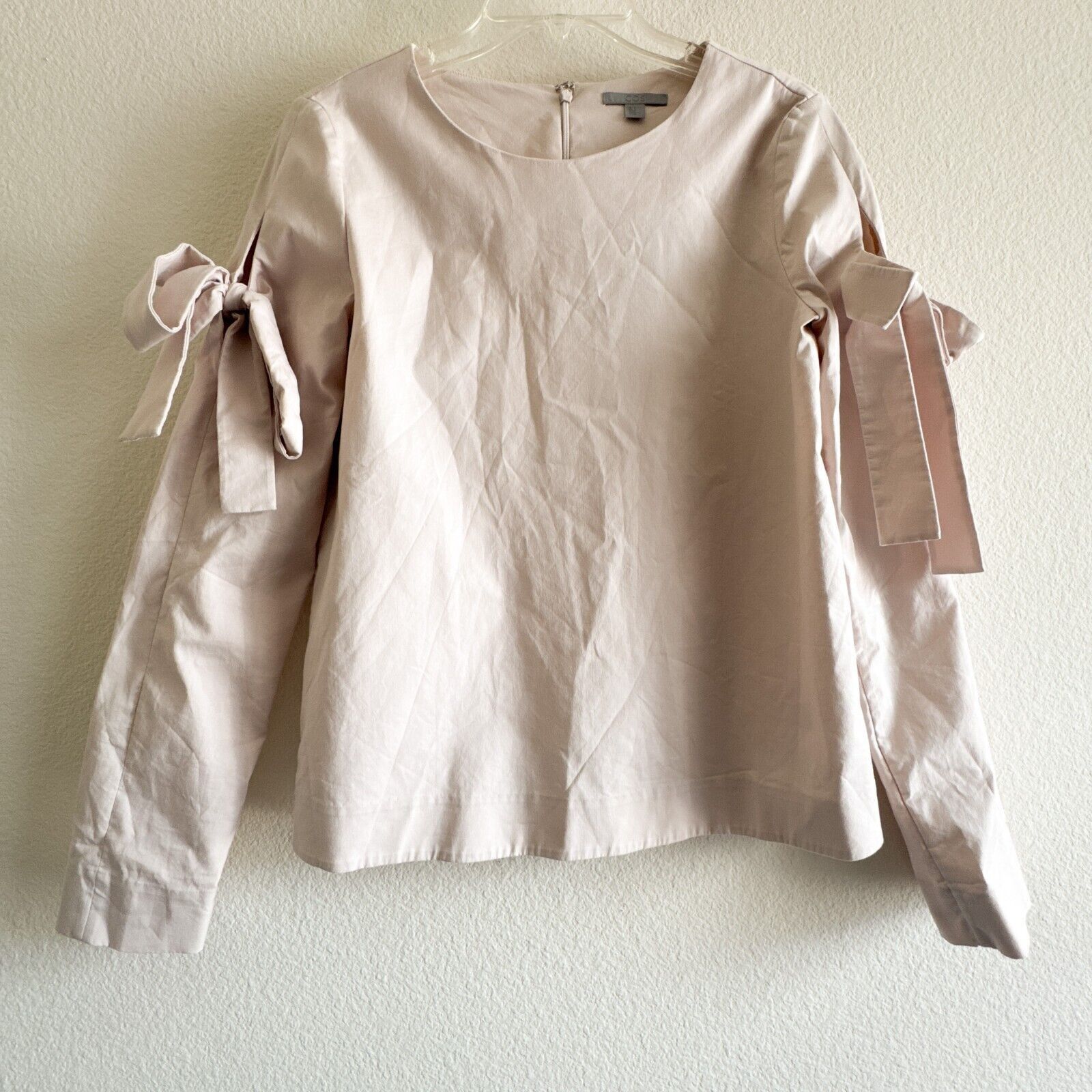 Cos COS Bow Sleeve Ties Accent Long Sleeve Top Beige Taupe Sz 6 Size M / US 6-8 / IT 42-44 - 1 Thumbnail