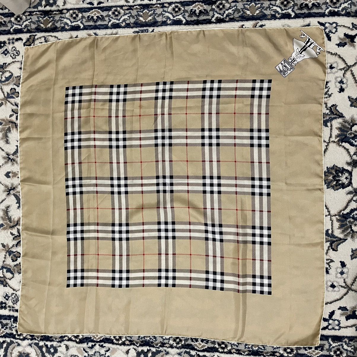 Burberry × Vintage BURBERRY SILK SCARF Size ONE SIZE - 1 Thumbnail