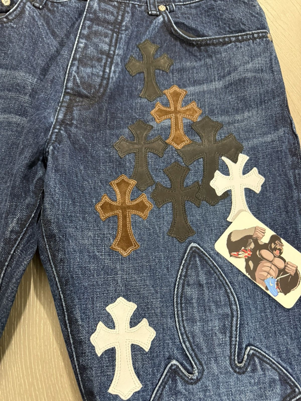 Chrome Hearts Chrome Hearts Indigo Fleur Denim Knee Cross Patch Jeans Size US 32 / EU 48 - 5 Thumbnail