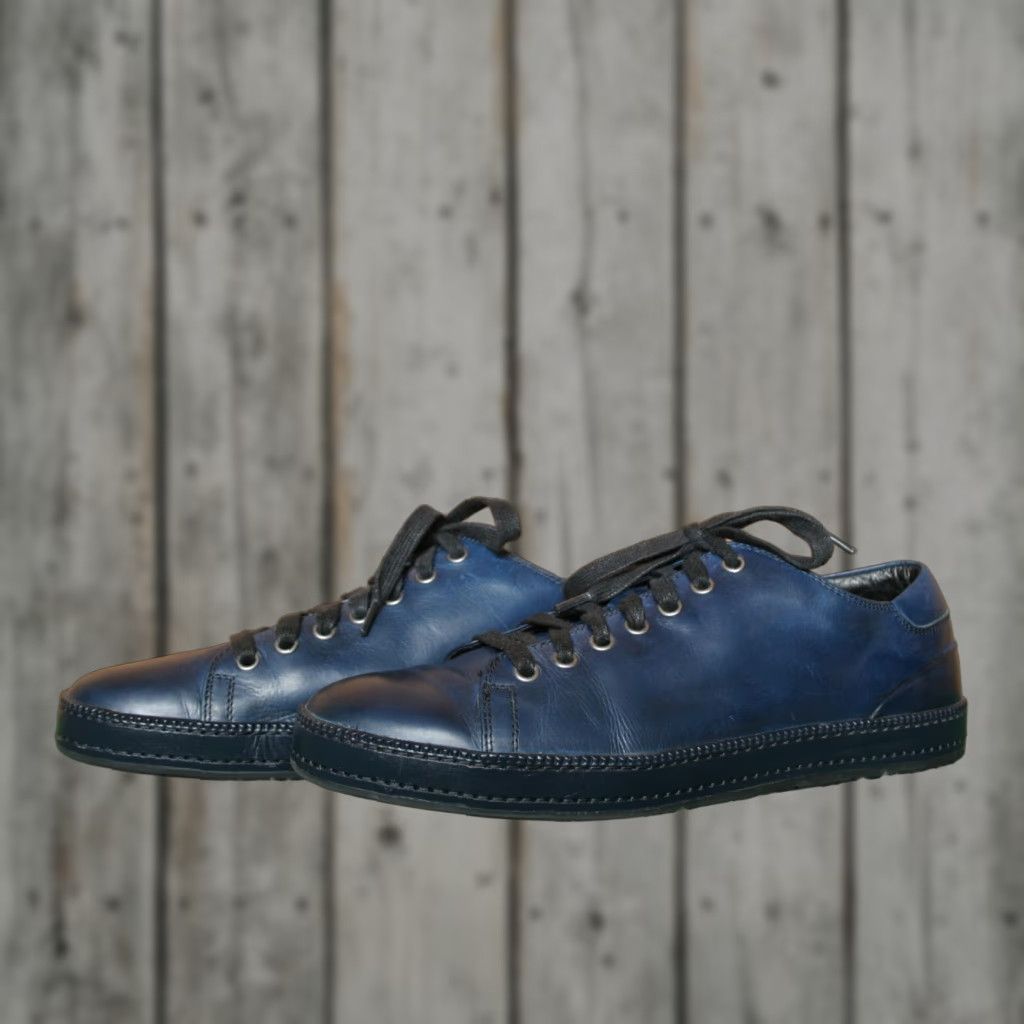 Donald Pliner DONALD J PLINER Jagar-43 Blue Leather Fashion Sneakers Men's Sz. 9M Shoes Sneaker Leather Blue Mens 9 Size US 9 / EU 42 - 1 Thumbnail