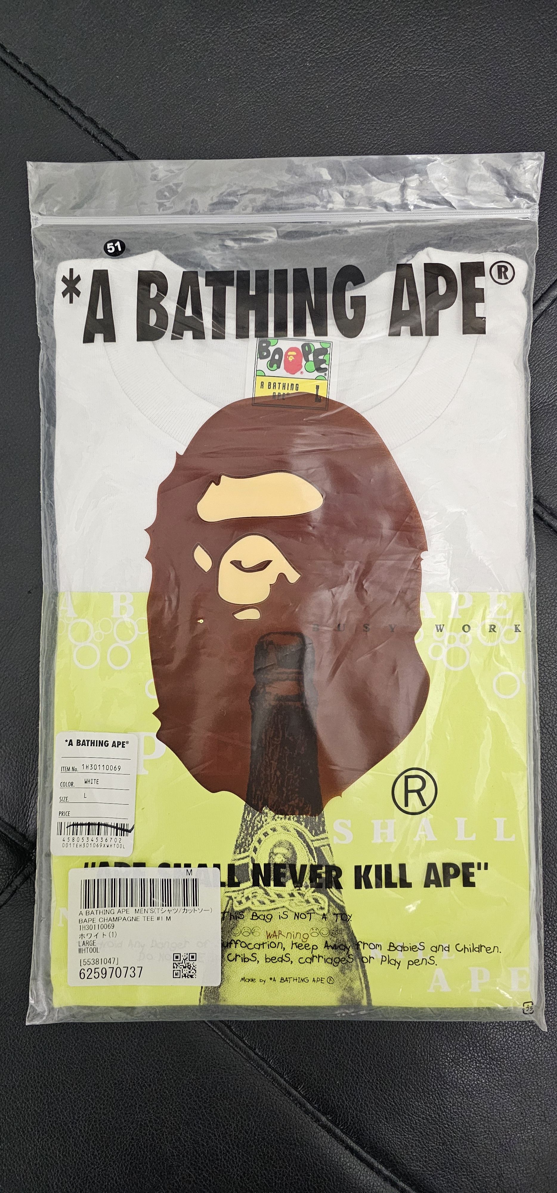 image of Bape Champagne Tee 1 in White, Men's (Size Large)