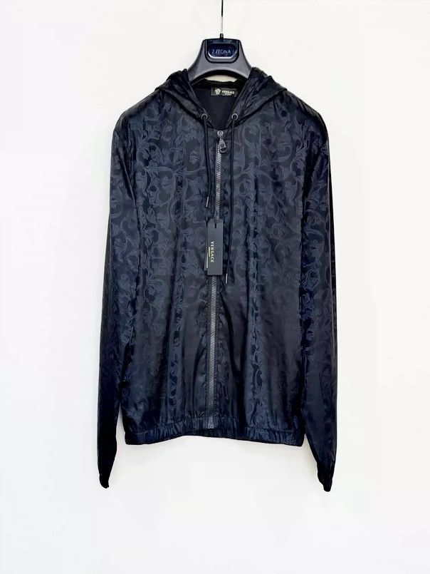 Versace Baroque dark print men's hooded jacket jacket zip