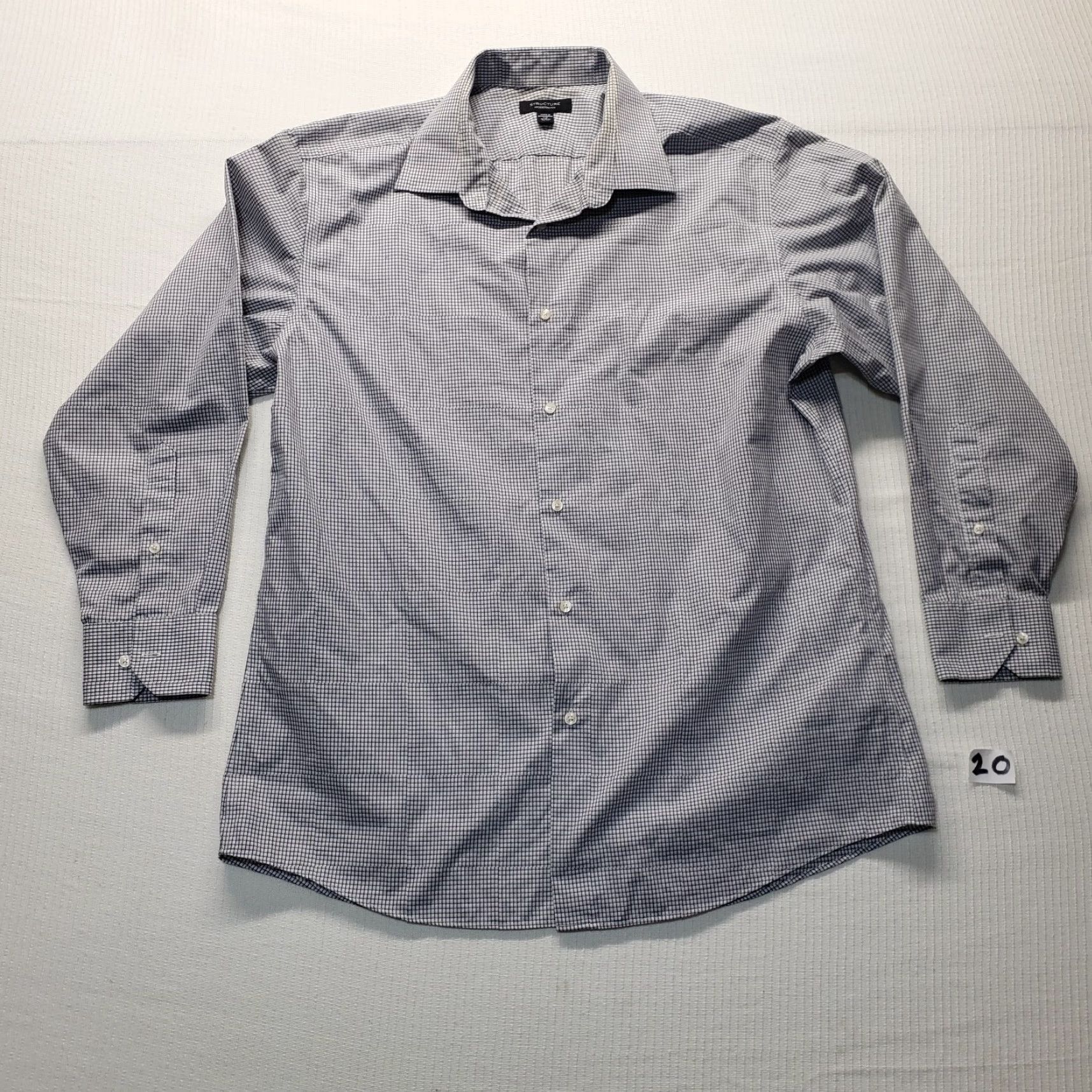 Vintage Structure Gray Modern Fit Dress Shirt Long Sleeve Adult Men's Large Size 42R - 3 Thumbnail