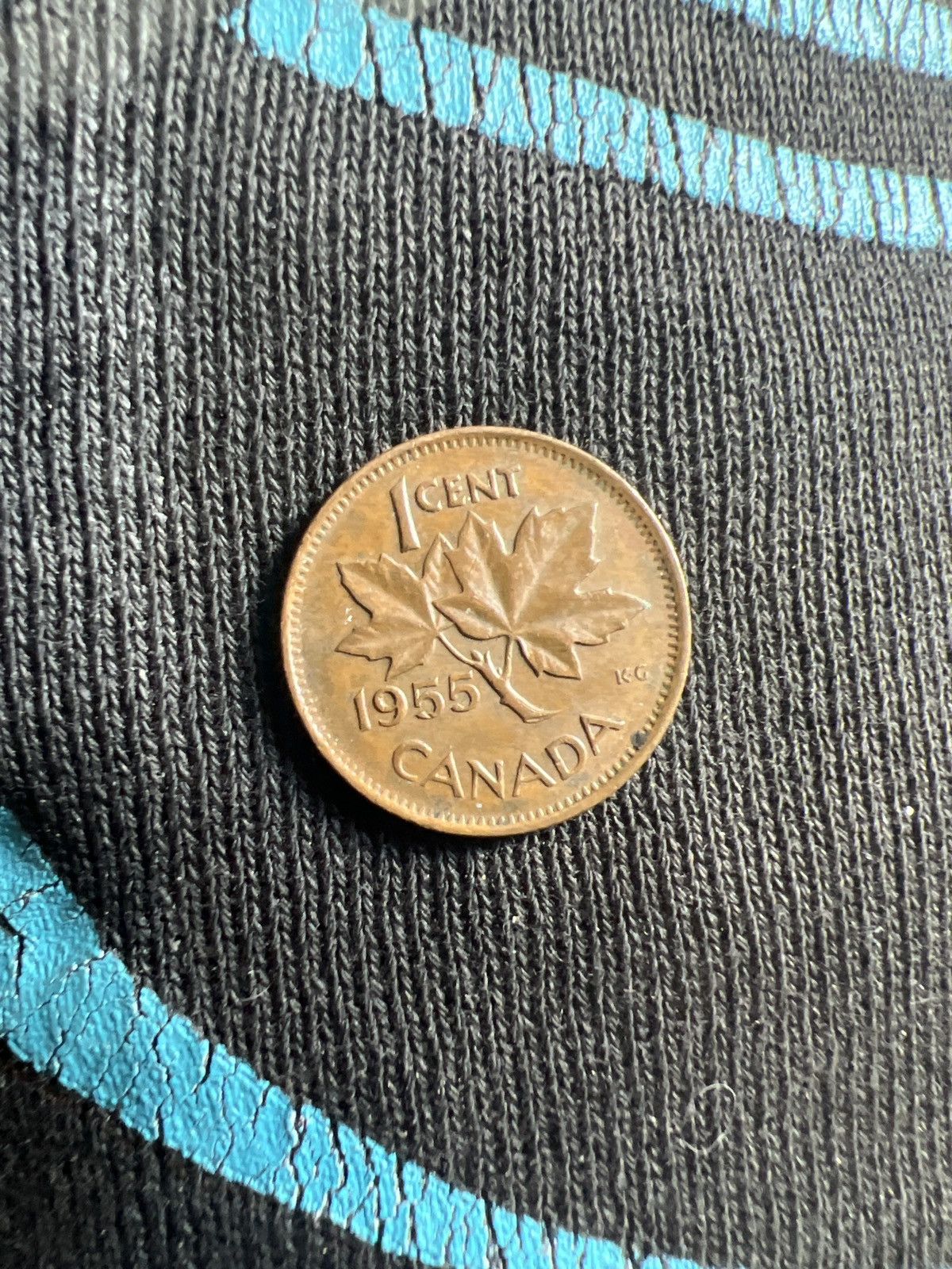 Vintage 1955 Canadian 1 Cent Coin Size ONE SIZE - 2 Thumbnail