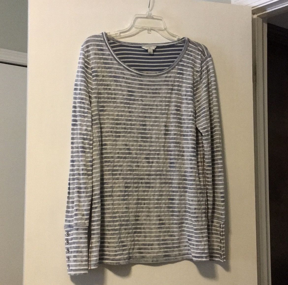 Other Lucky Lotus Grey and White Long Sleeve Shirt Size L / US 10 / IT 46 - 1 Thumbnail