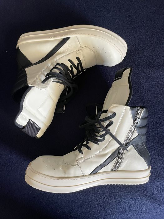 Rick Owens Rick Owens Geobaskets White Black Leather SS16 Cyclops 2016 ...