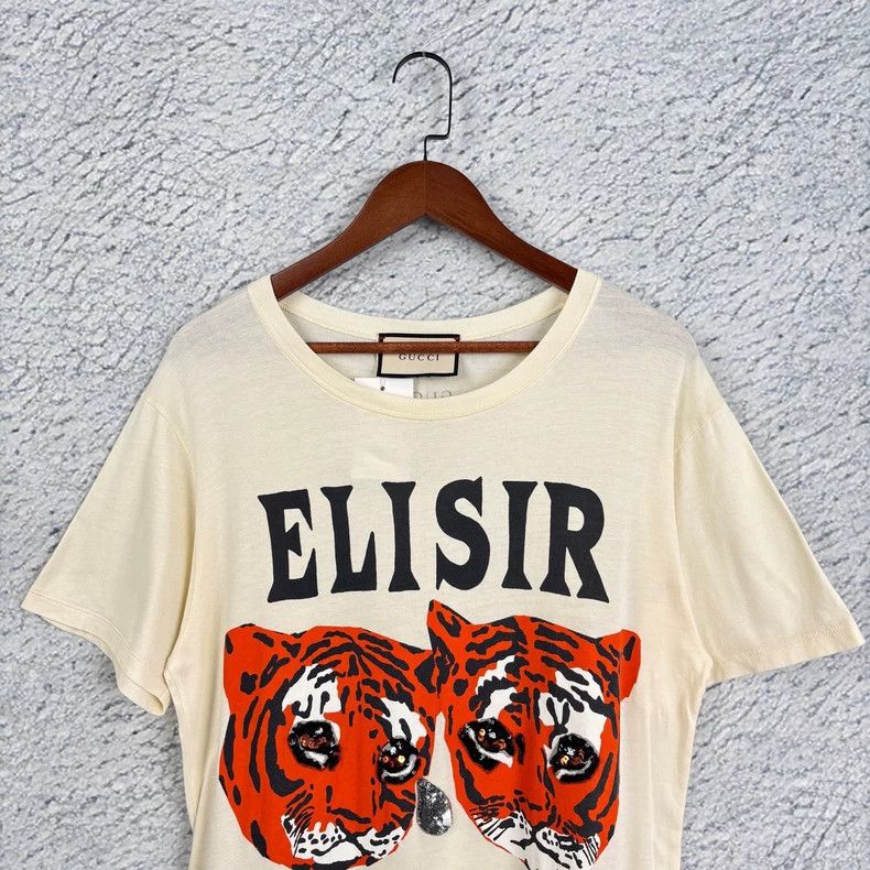 Gucci GucciBeige double tiger head sequin letter logo short-sleev Size US S / EU 44-46 / 1 - 3 Thumbnail
