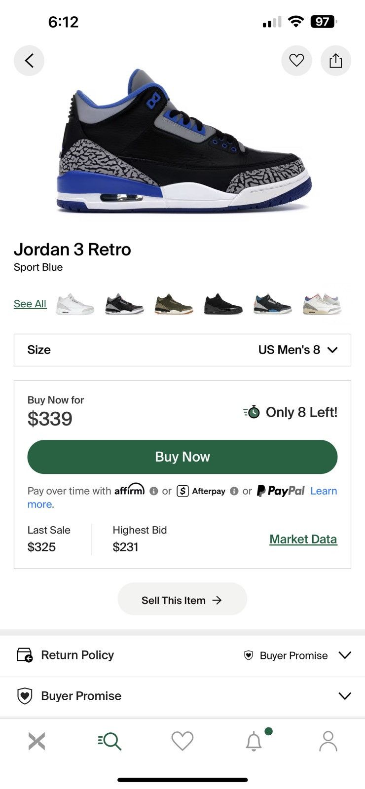 Jordan Brand Air jordan 3 retro “Sport blue” Size US 8 / EU 41 - 11 Thumbnail